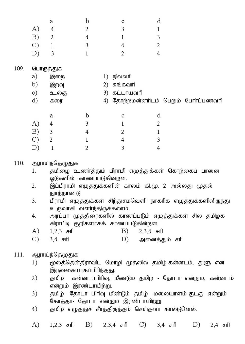 Kerala SET Tamil Exam 2016 Question Code 16633 A 24
