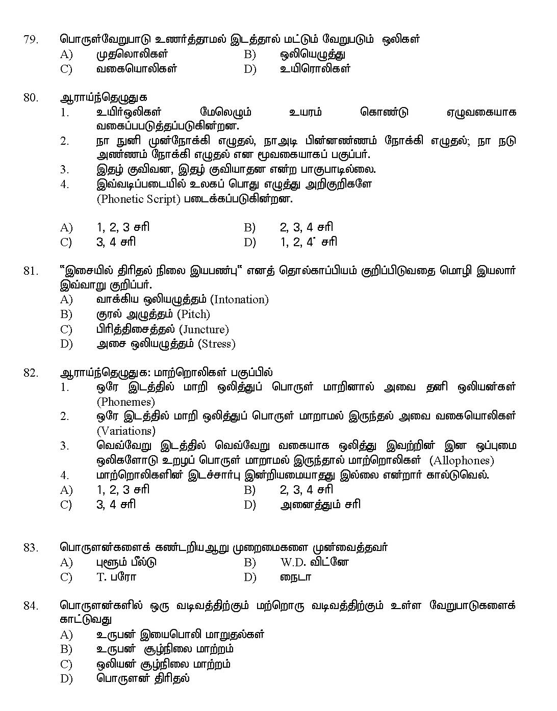 Kerala SET Tamil Exam 2017 Question Code 17233 A 13
