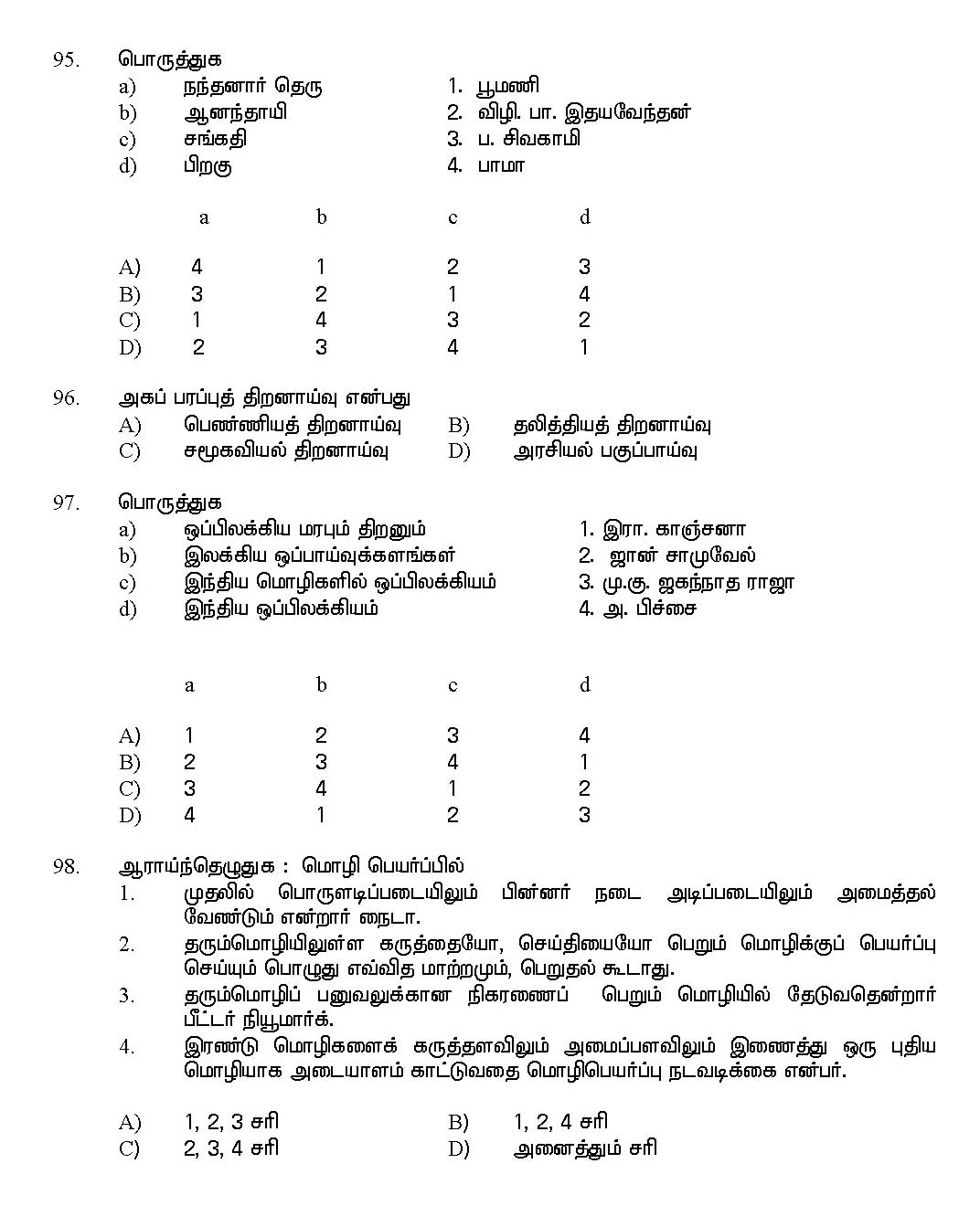 Kerala SET Tamil Exam 2017 Question Code 17233 A 16