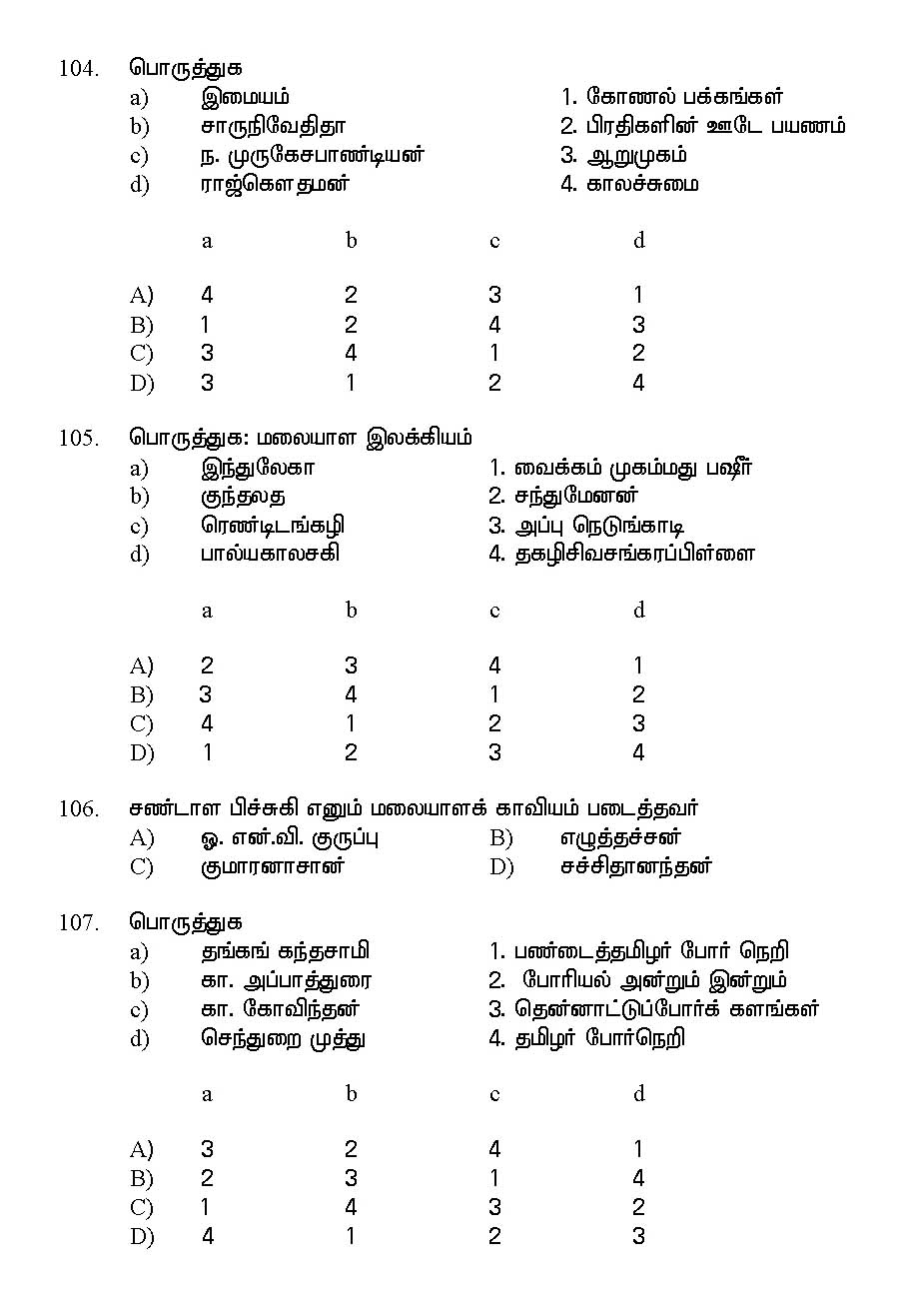 Kerala SET Tamil Exam 2017 Question Code 17233 A 18