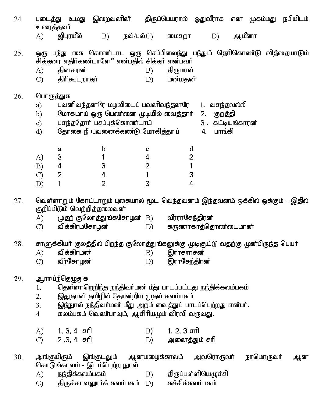 Kerala SET Tamil Exam 2017 Question Code 17233 A 5
