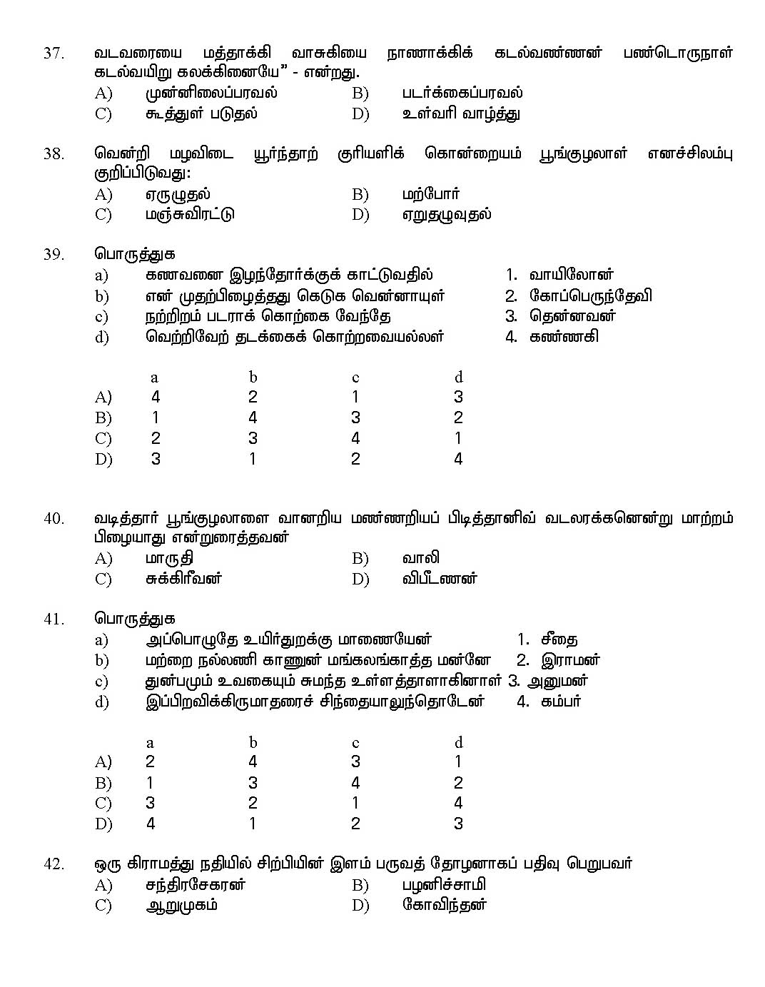 Kerala SET Tamil Exam 2017 Question Code 17233 A 7
