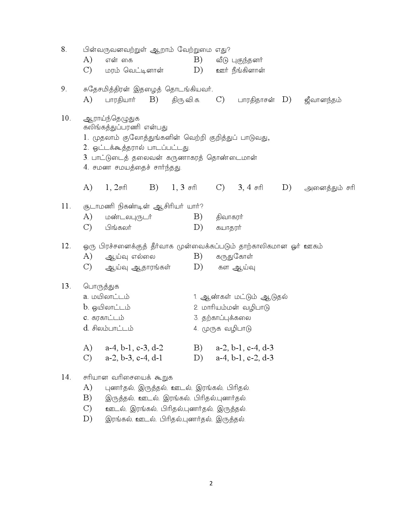 Kerala SET Tamil Exam Question Paper July 2023 2