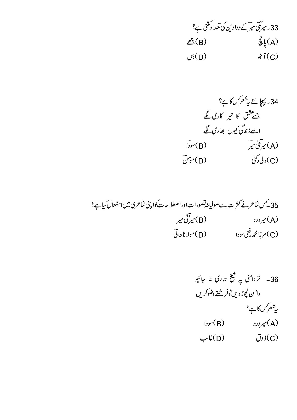 Kerala SET Urdu Exam Question Paper January 2024 8