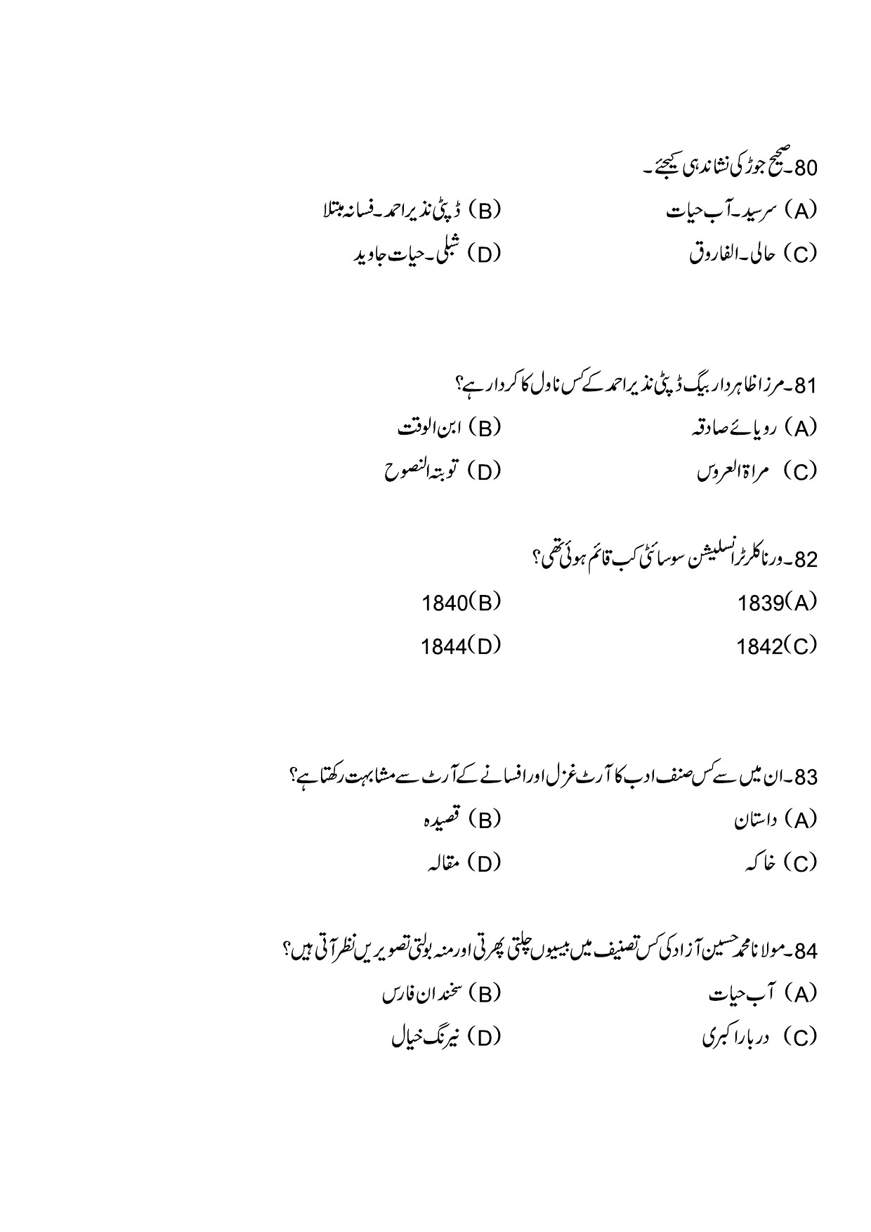 Kerala SET Urdu Exam Question Paper July 2023 17