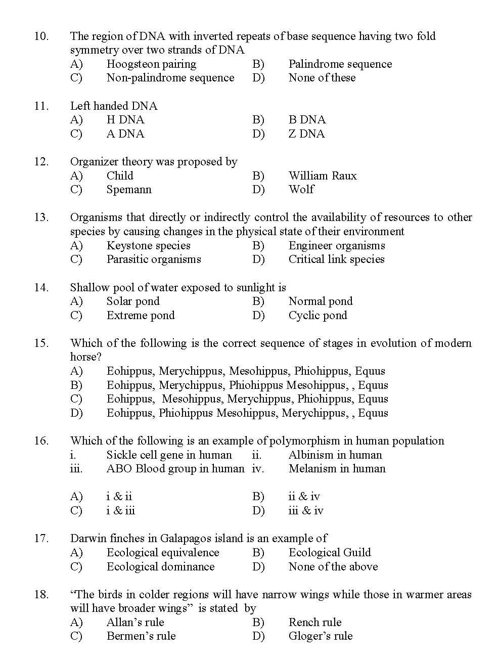 Kerala SET Zoology Exam 2012 Question Code 12935 2