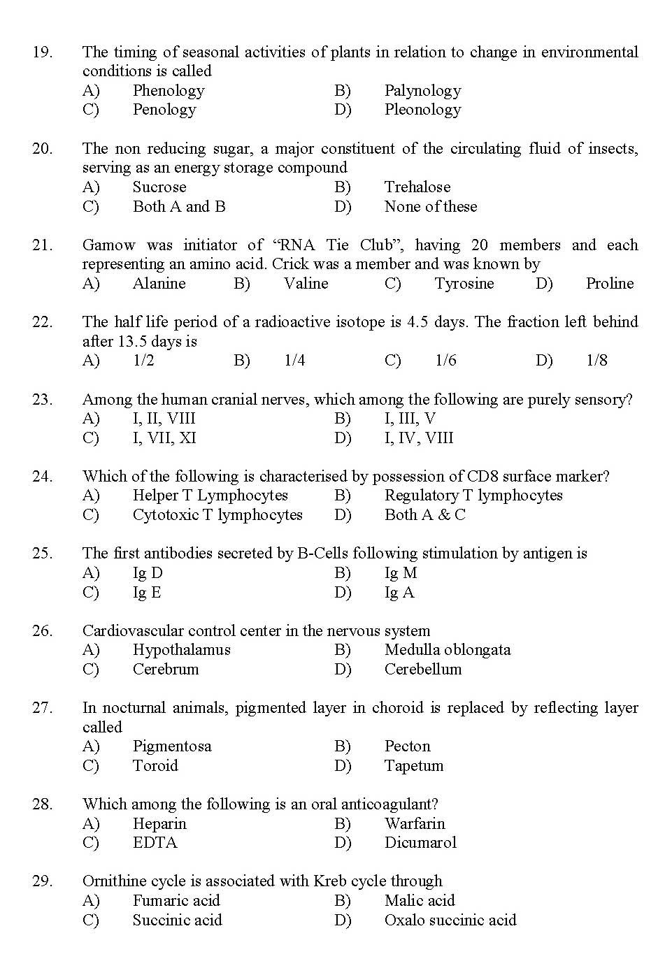 Kerala SET Zoology Exam 2012 Question Code 12935 3