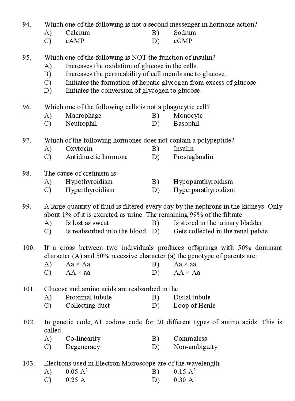 Kerala SET Zoology Exam 2013 Question Code 13635 11