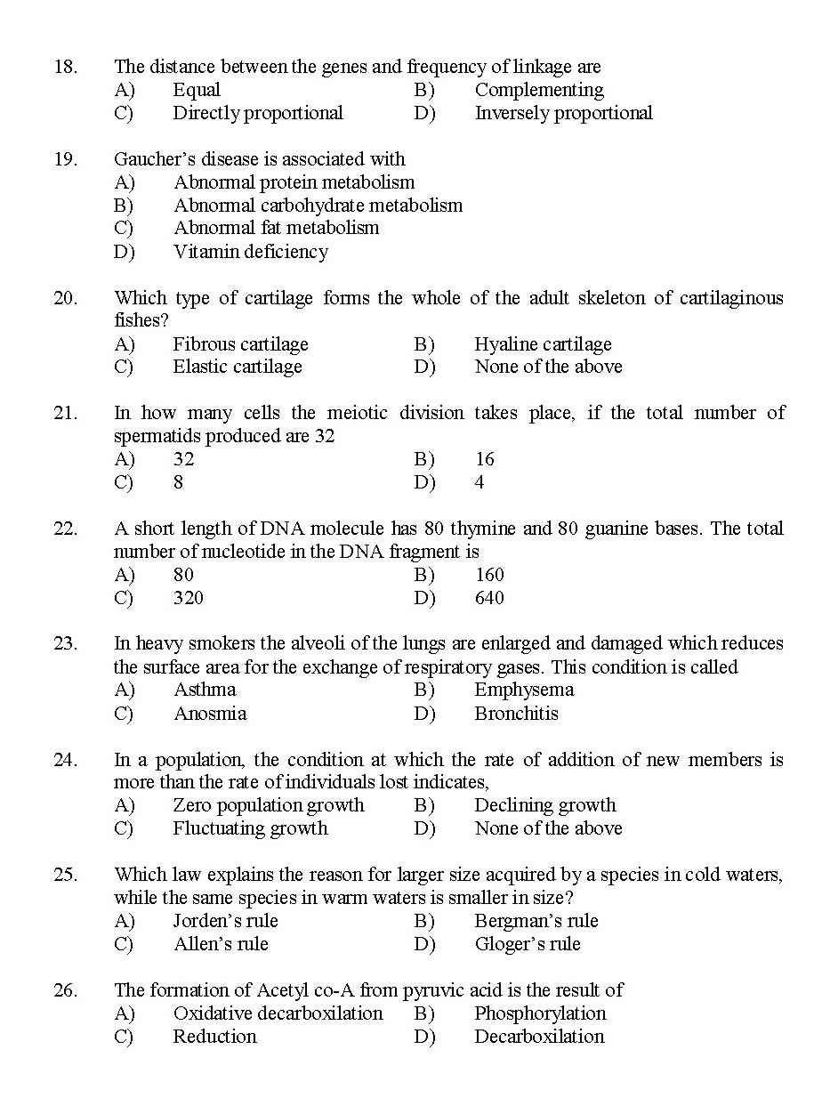 Kerala SET Zoology Exam 2014 Question Code 14235 3