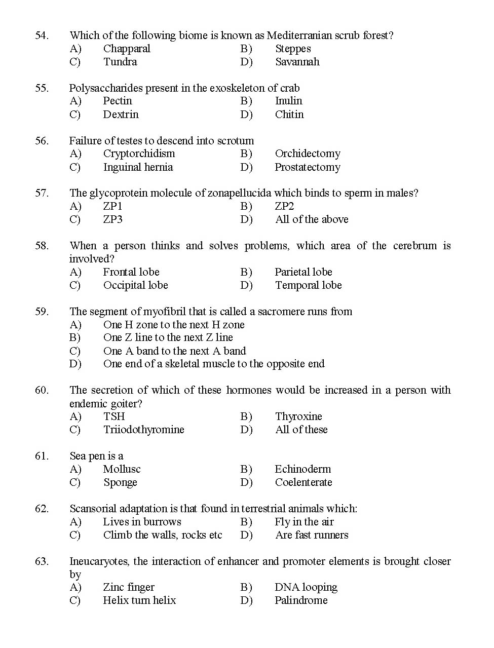 Kerala SET Zoology Exam 2014 Question Code 14235 7