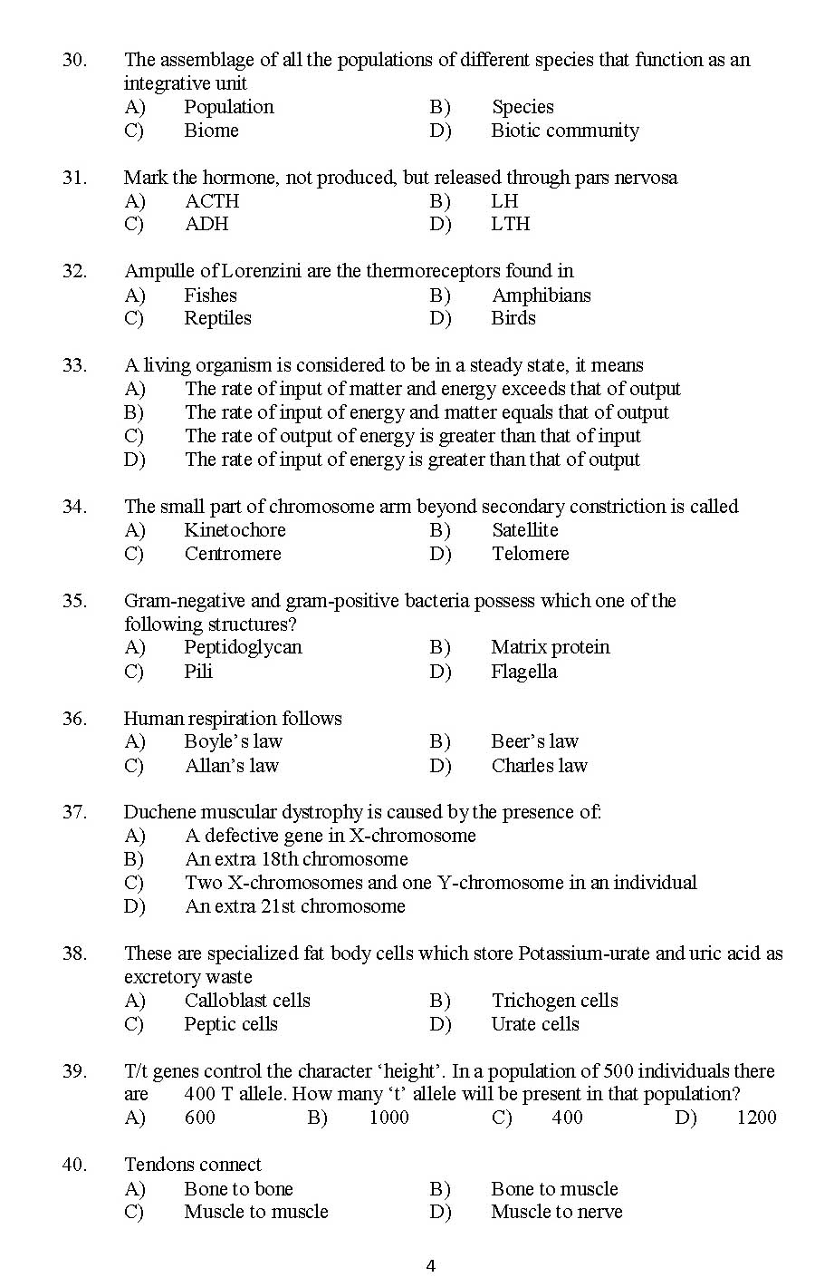 Kerala SET Zoology Exam 2015 Question Code 15635 4