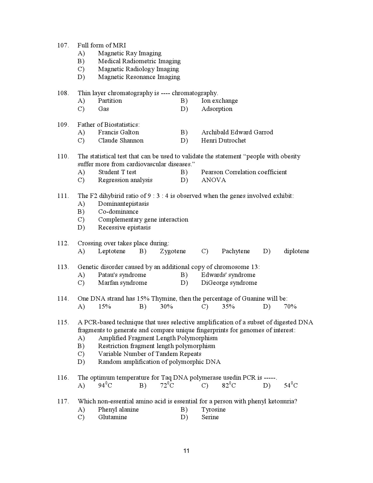 Kerala SET Zoology Exam Question Paper January 2023 11