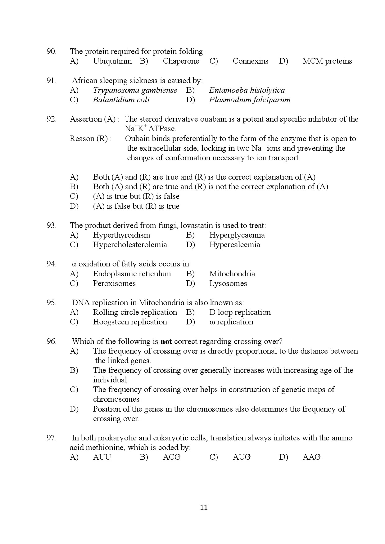 Kerala SET Zoology Exam Question Paper January 2024 11