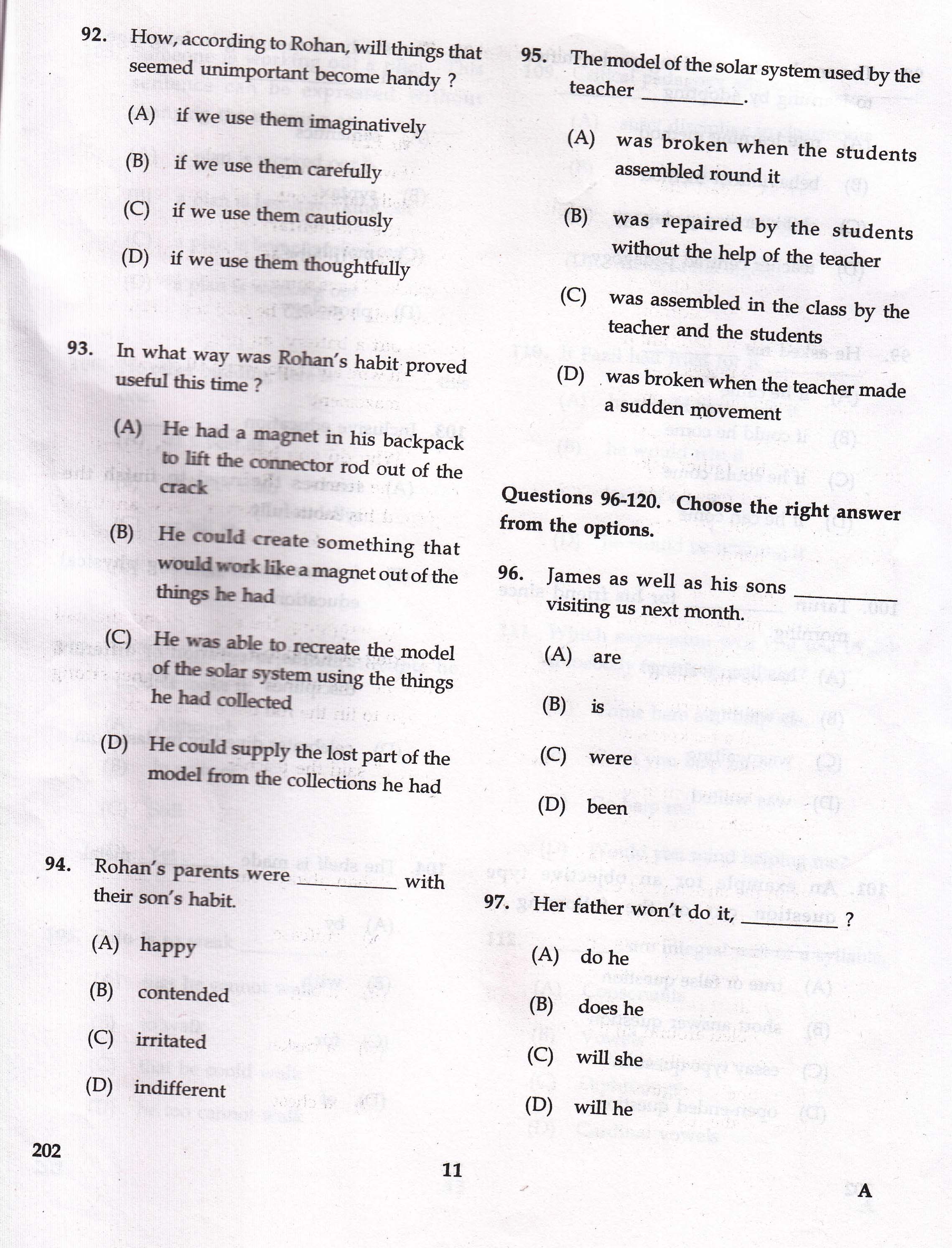KTET Category II Part 2 English Question Paper with Answers August 2017 2