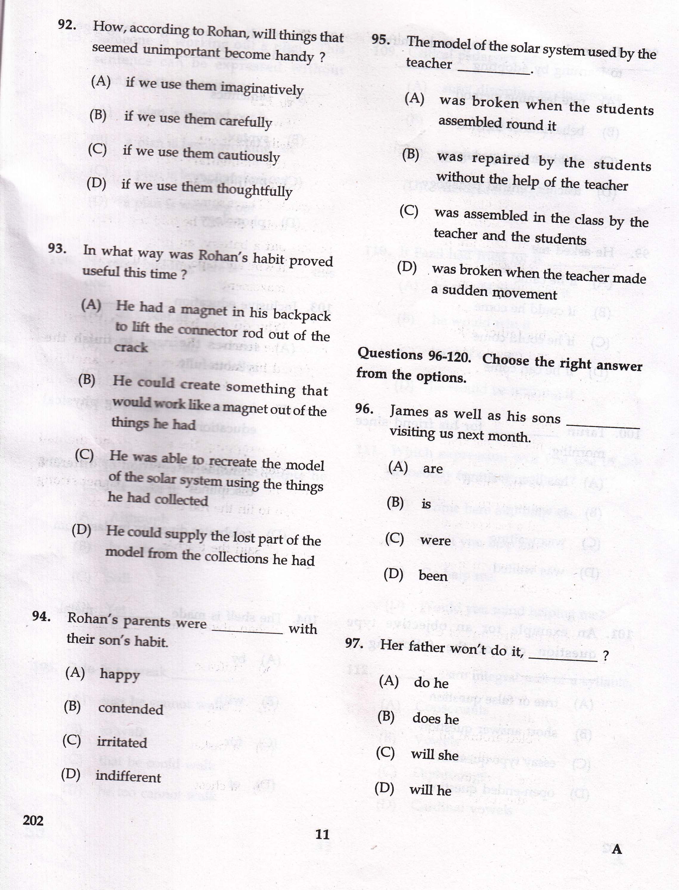 KTET Category II Part 2 English Question Paper with ...