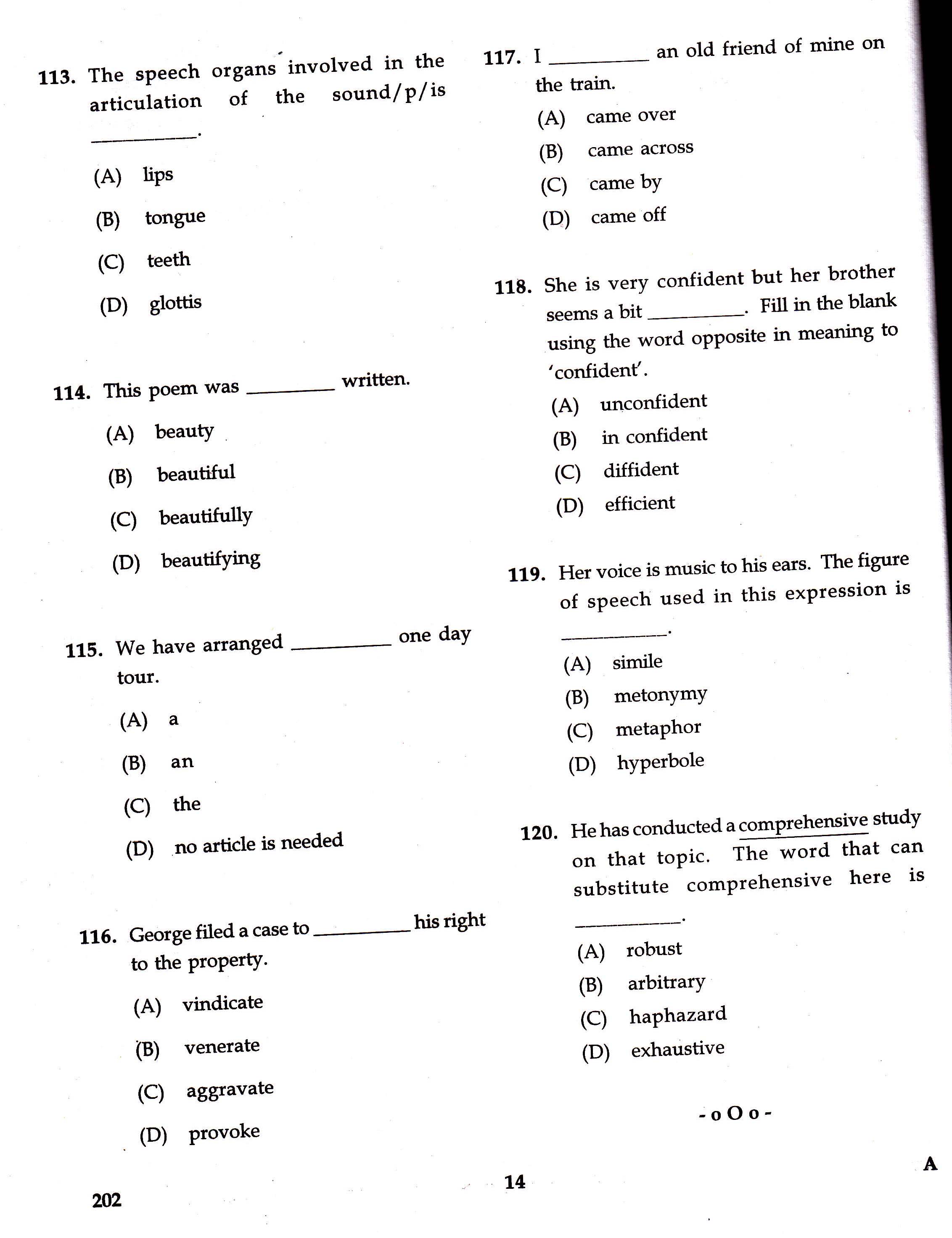 KTET Category II Part 2 English Question Paper with Answers August 2017 5