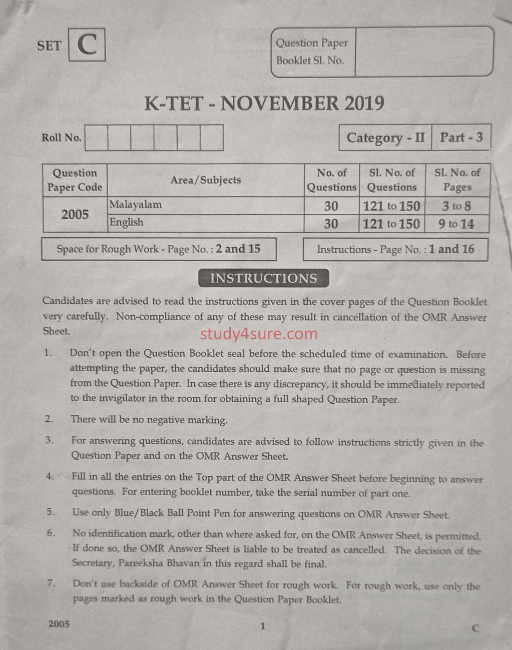 KTET Category II Part 3 English November 2019 1