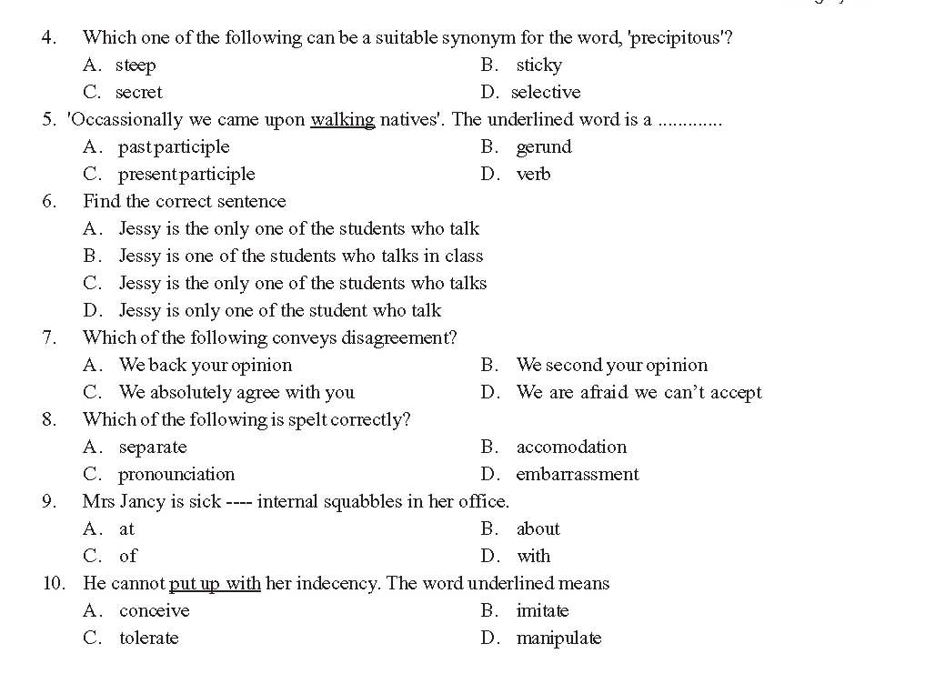 KTET Category III Paper III English Question Paper with Answers 2012 2