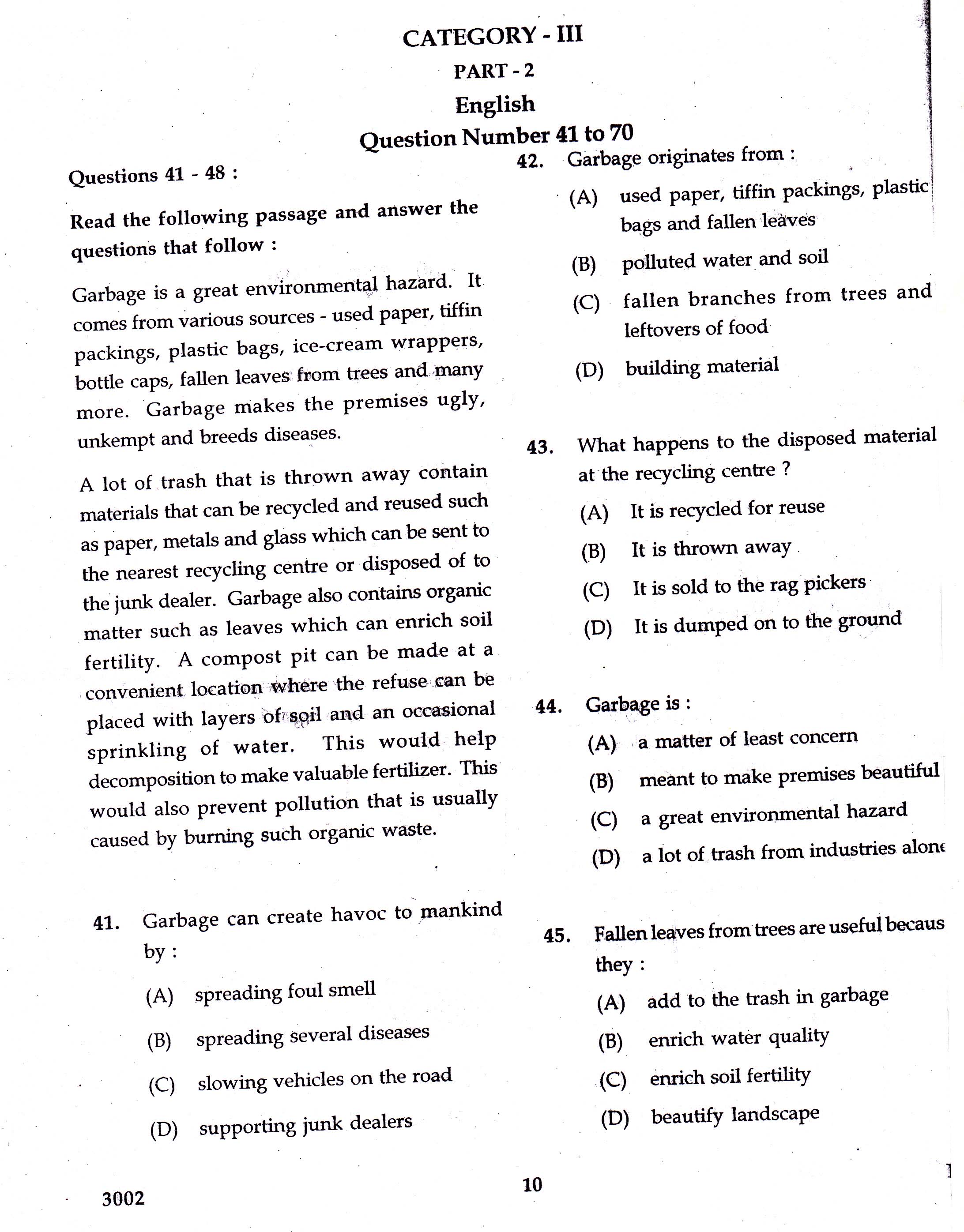 KTET Category III Part 2 English Question Paper with Answers 2017 1