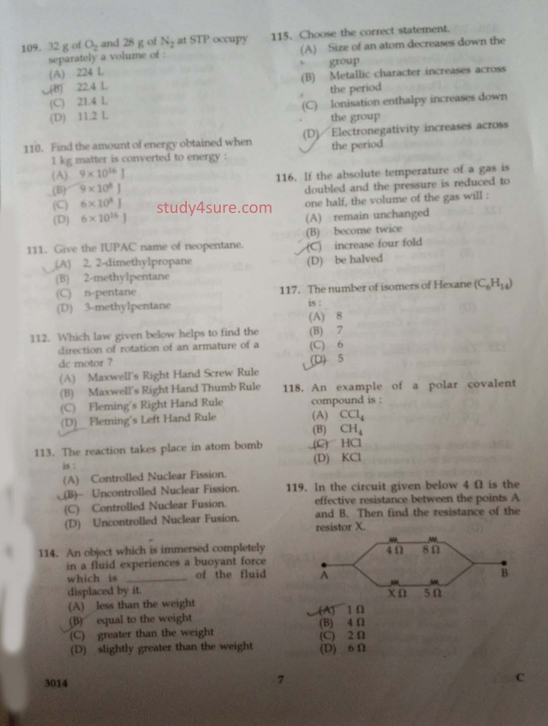 KTET Category III Part 3 Physical Science December 2020 5