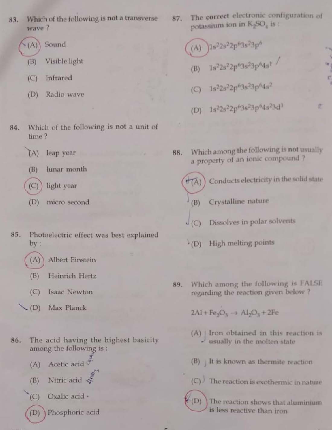 KTET Category III Part 3 Physical Science February 2019 3