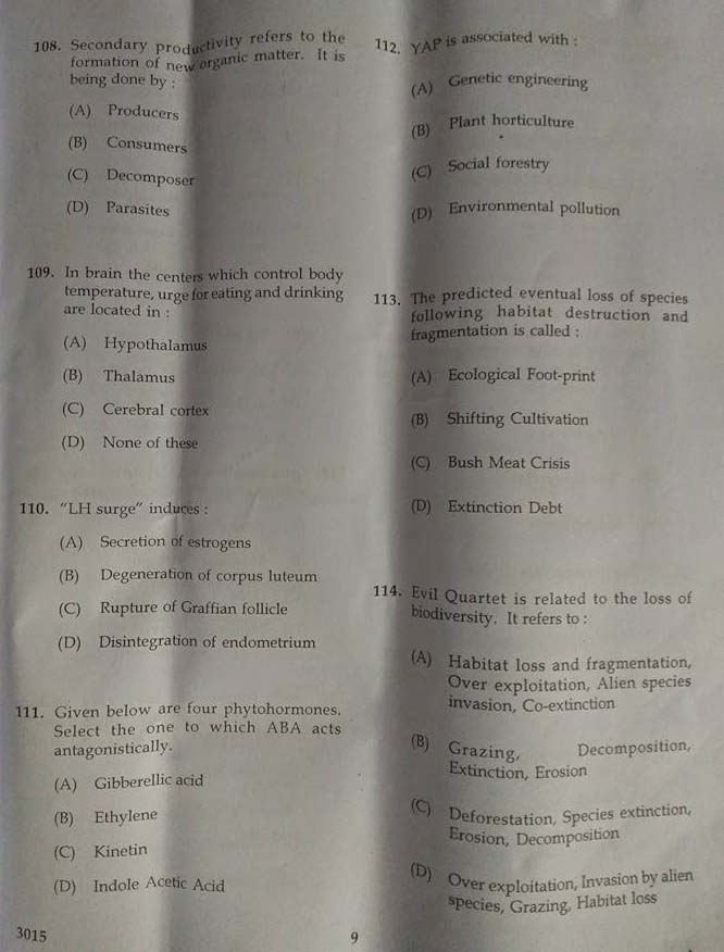 KTET Natural Science Category III Part 3 Exam 2019 Code 3015 7