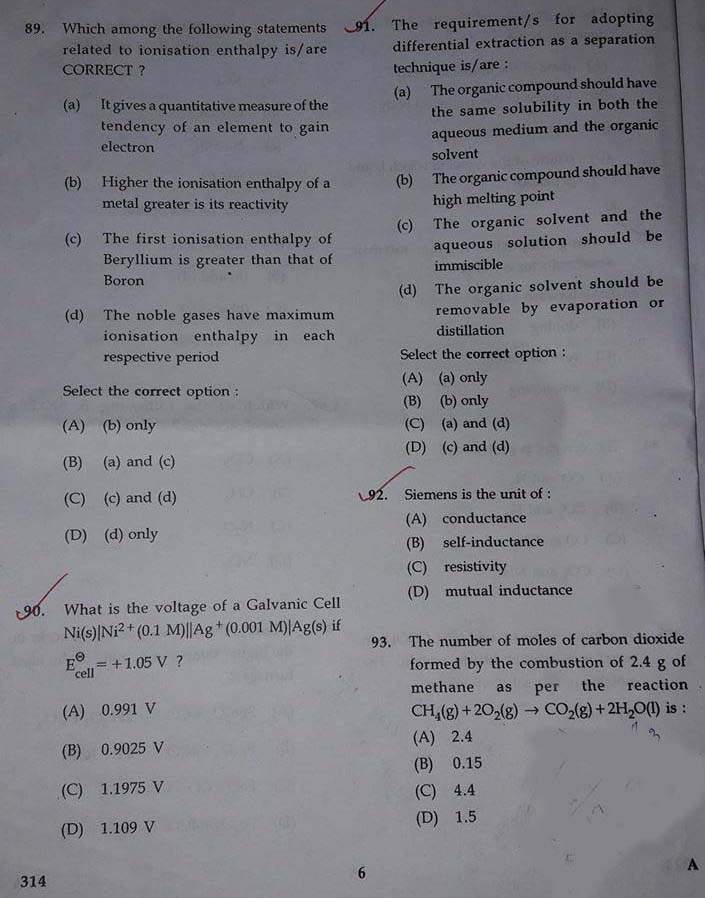 KTET Physical Science Category III Part 3 Exam 2018 Code 314 4
