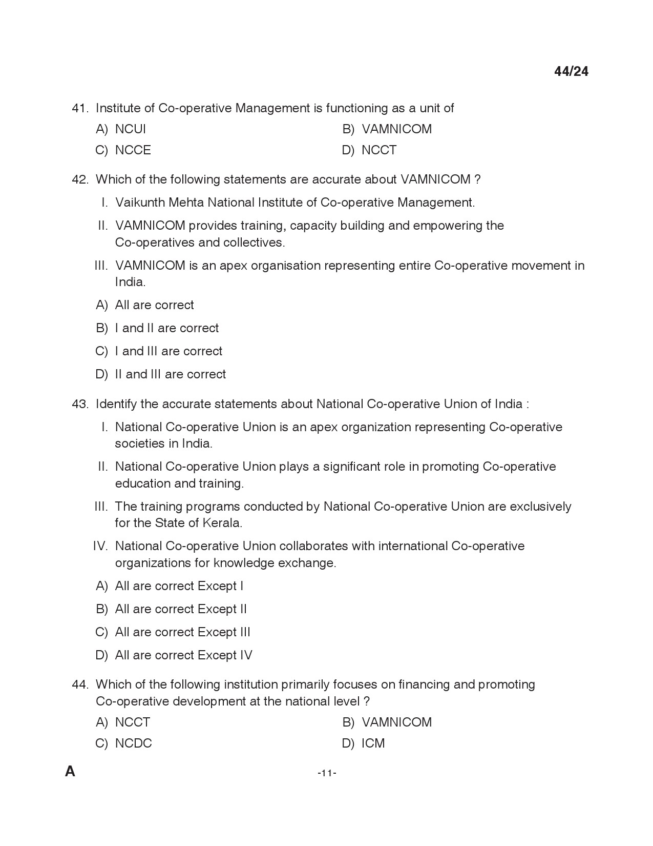 KPSC LD Clerk Exam 2024 Code 0442024 10