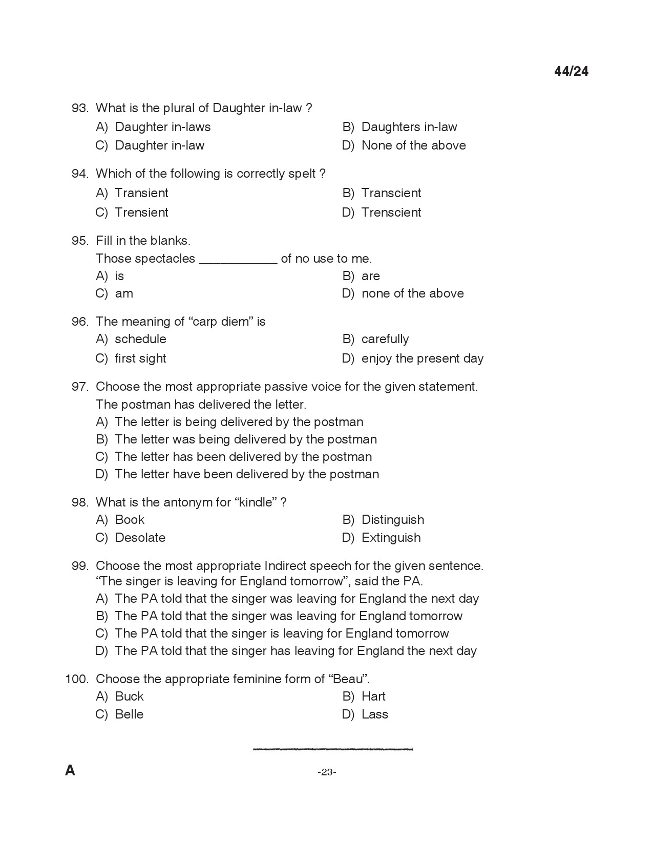 KPSC LD Clerk Exam 2024 Code 0442024 22