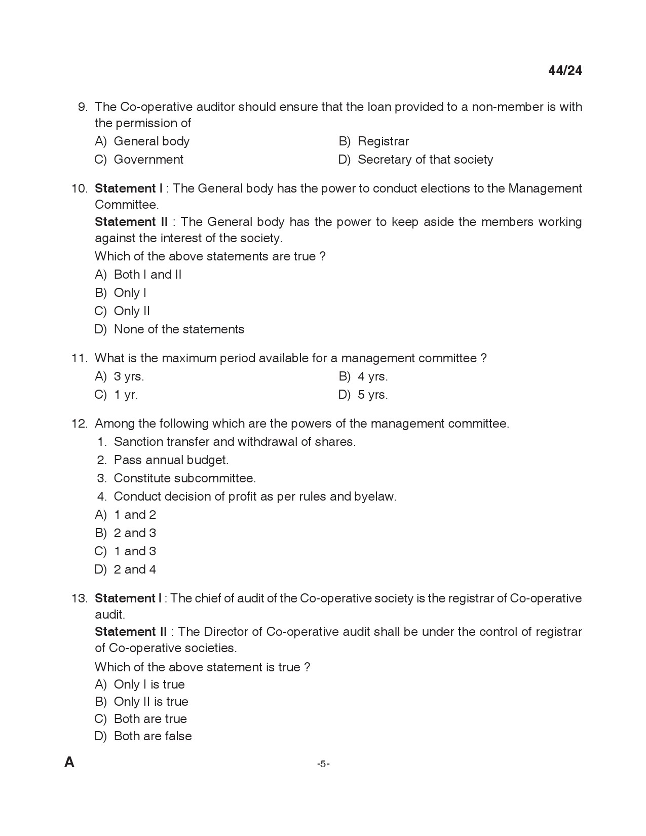 KPSC LD Clerk Exam 2024 Code 0442024 4