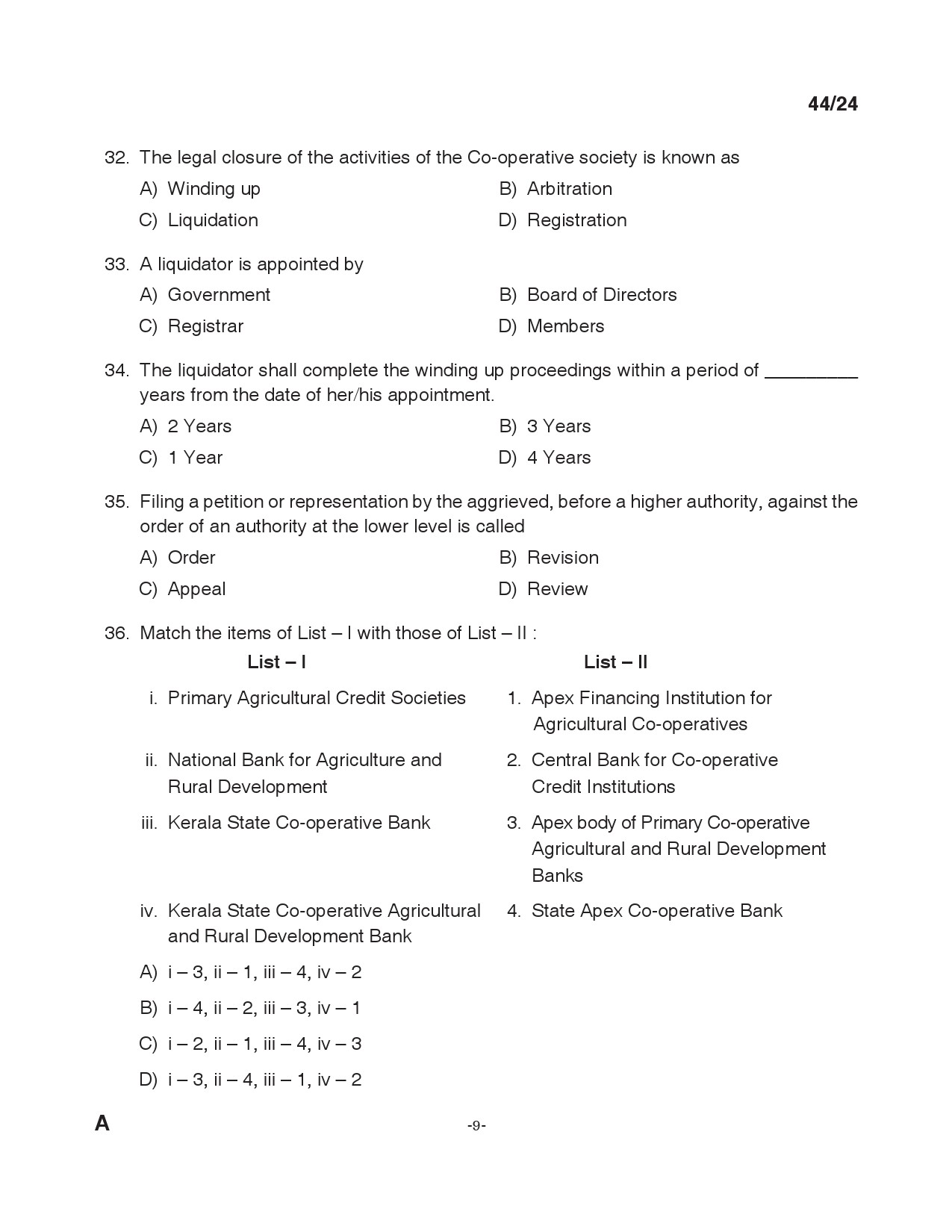 KPSC LD Clerk Exam 2024 Code 0442024 8