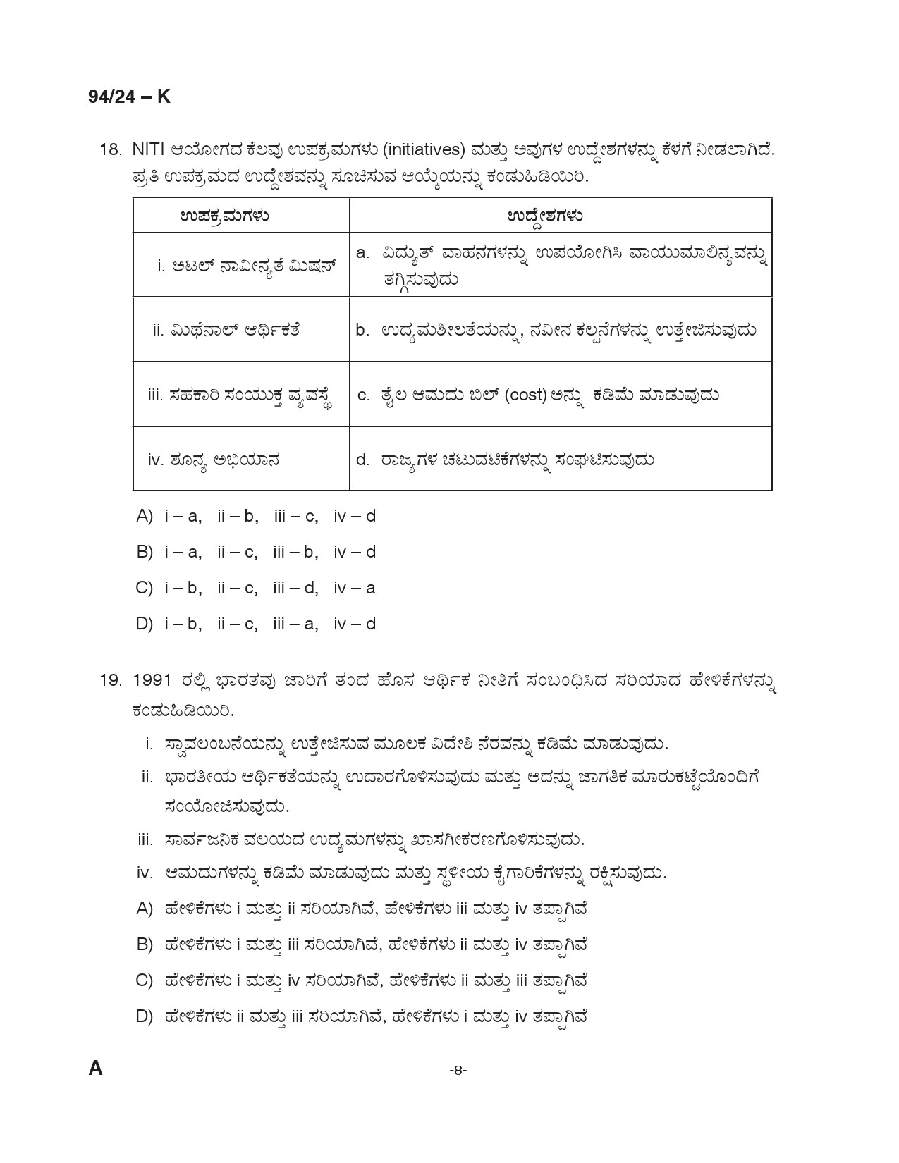 KPSC LD Clerk Kannada Exam 2024 Code 094 24 K 7