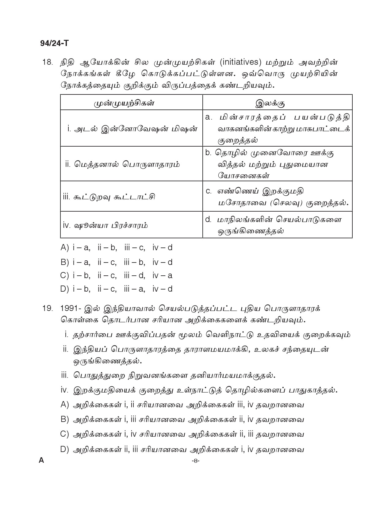 KPSC LD Clerk Tamil Exam 2024 Code 094 24 T 7