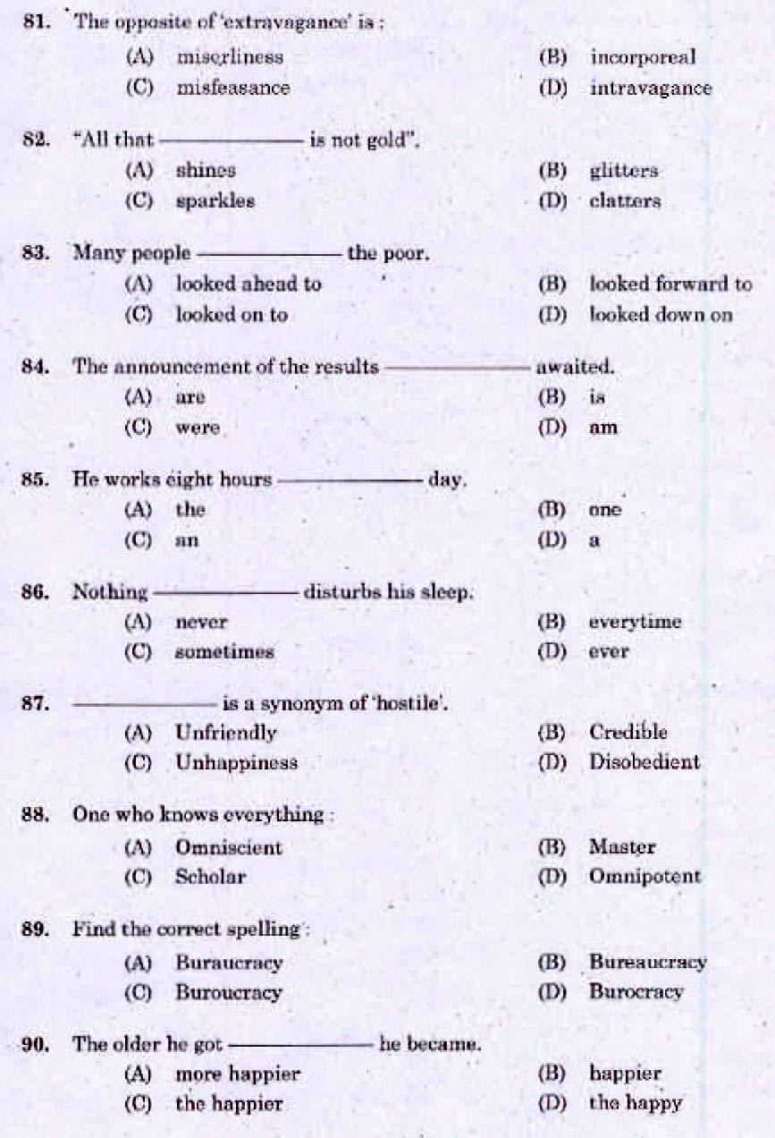LD Clerk Question Paper Malayalam 2014 10