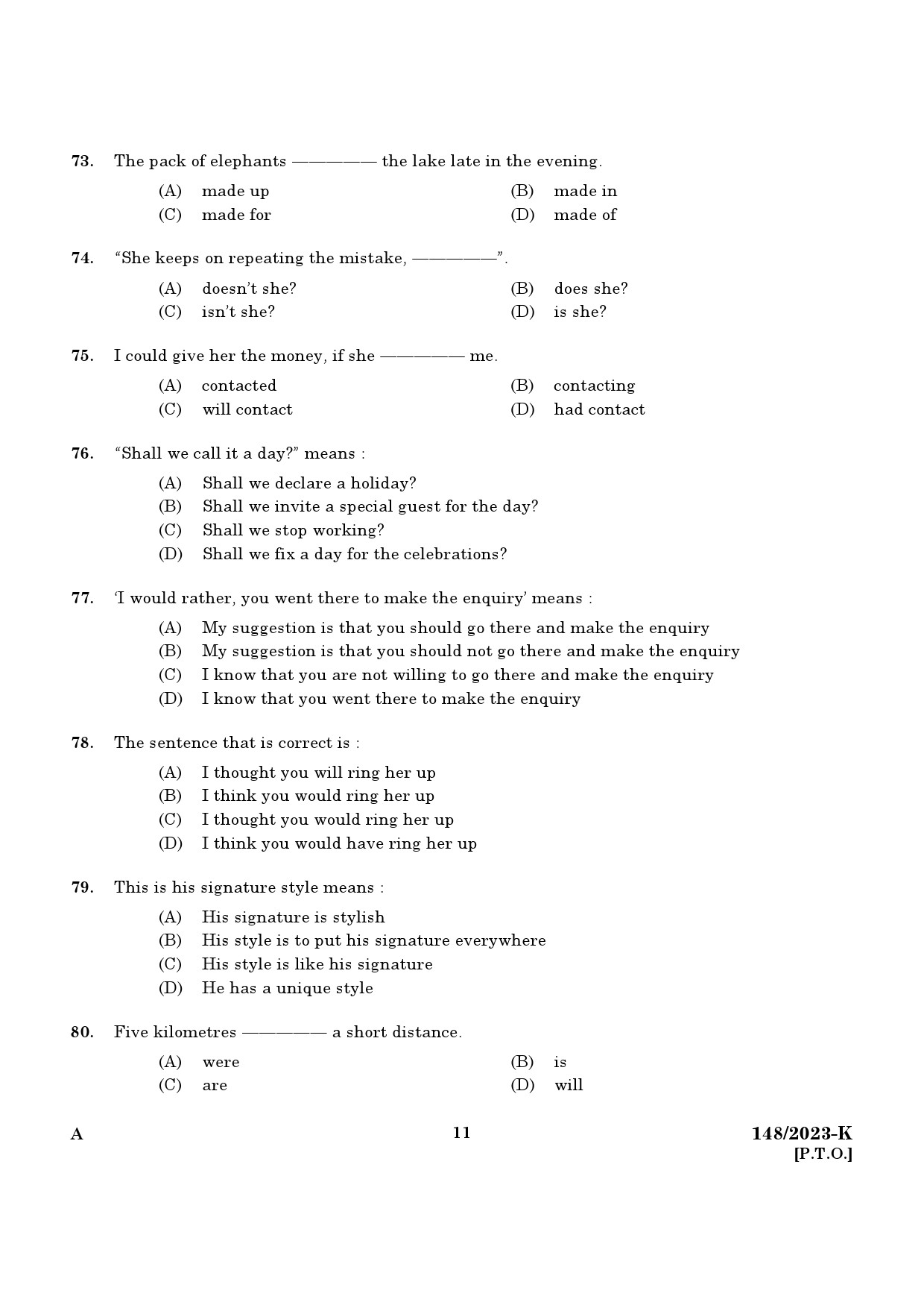 KPSC LD Typist Kannada Exam 2023 Code 1482023 K 9