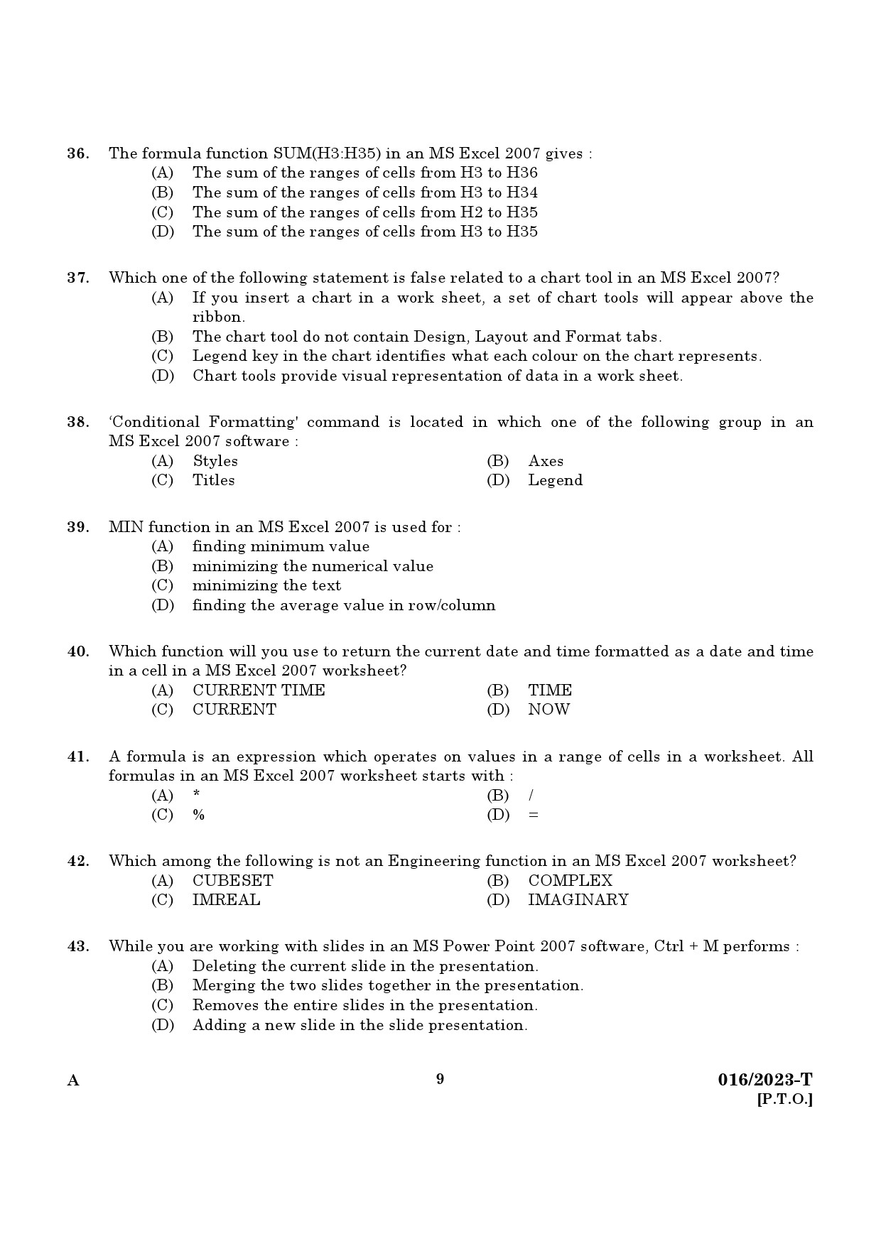 KPSC LD Typist Tamil Exam 2023 Code 0162023 7