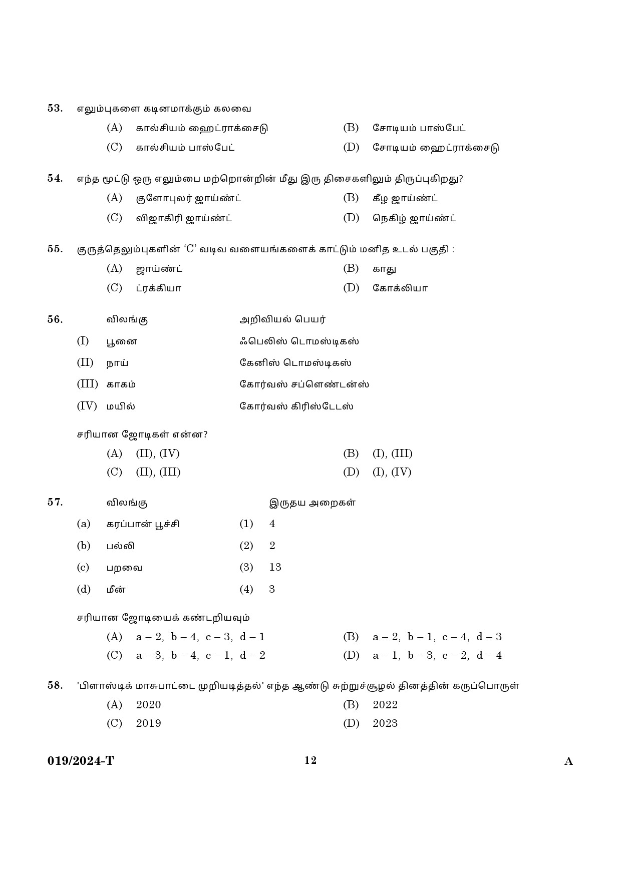 KPSC Last Grade Servant Tamil Main Exam 2024 Code 0192024 T 10