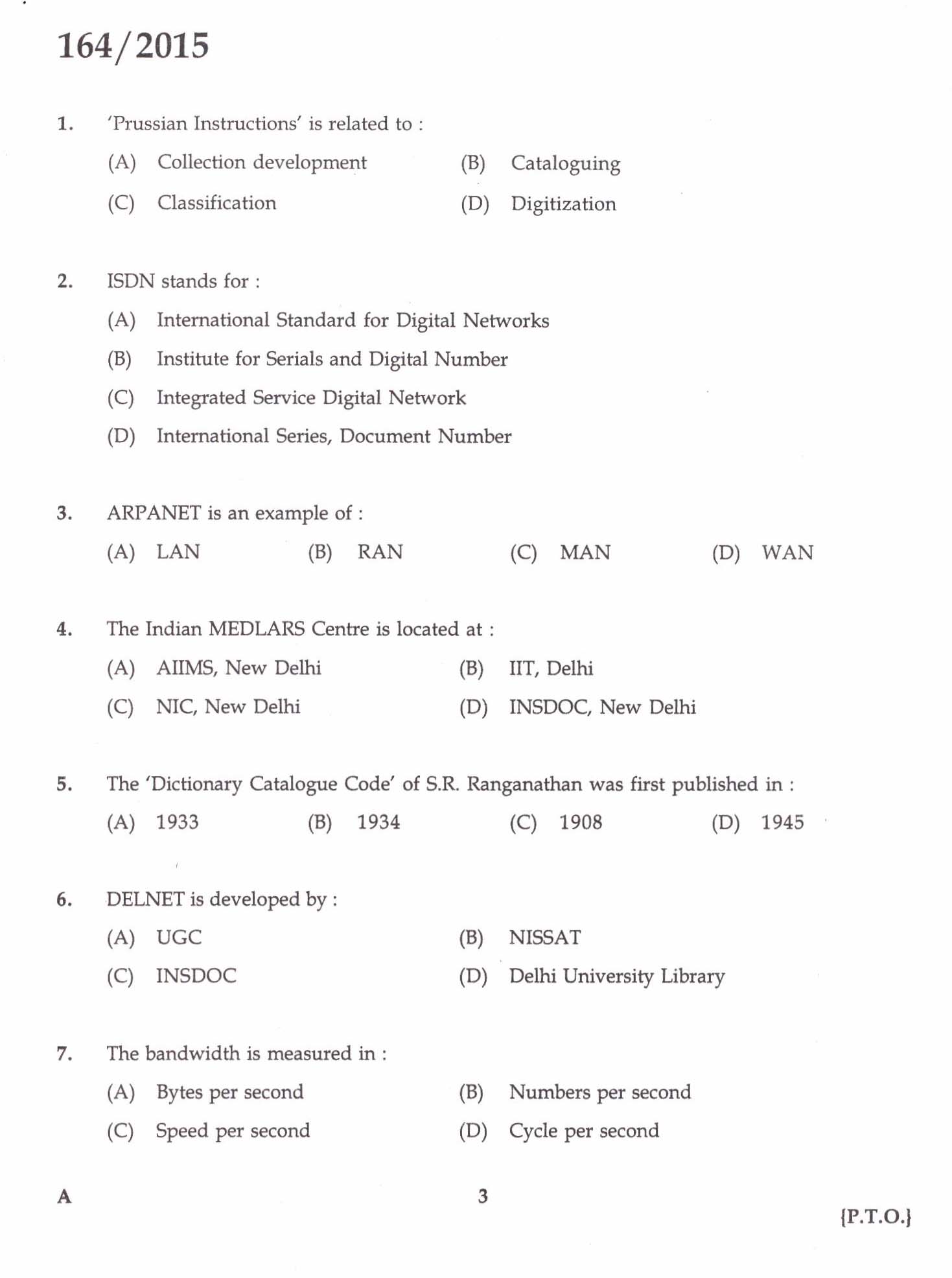 Kerala PSC Librarian Grade III Exam Question Code 1642015 1
