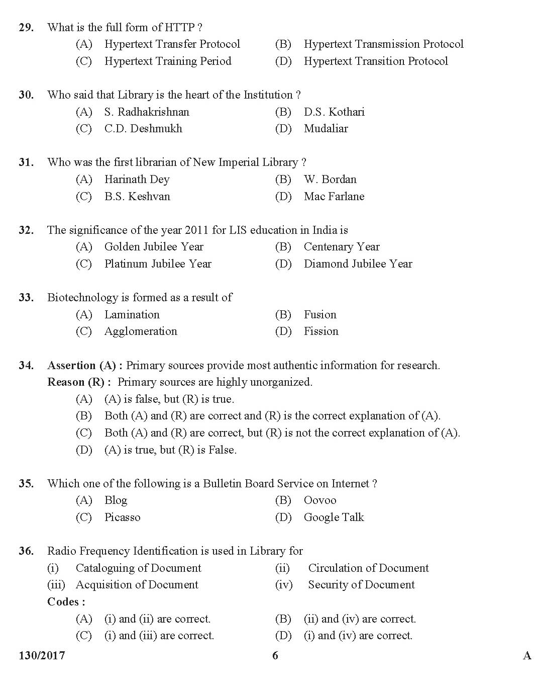 Kerala PSC Librarian Grade IV Exam Question Code 1302017 5