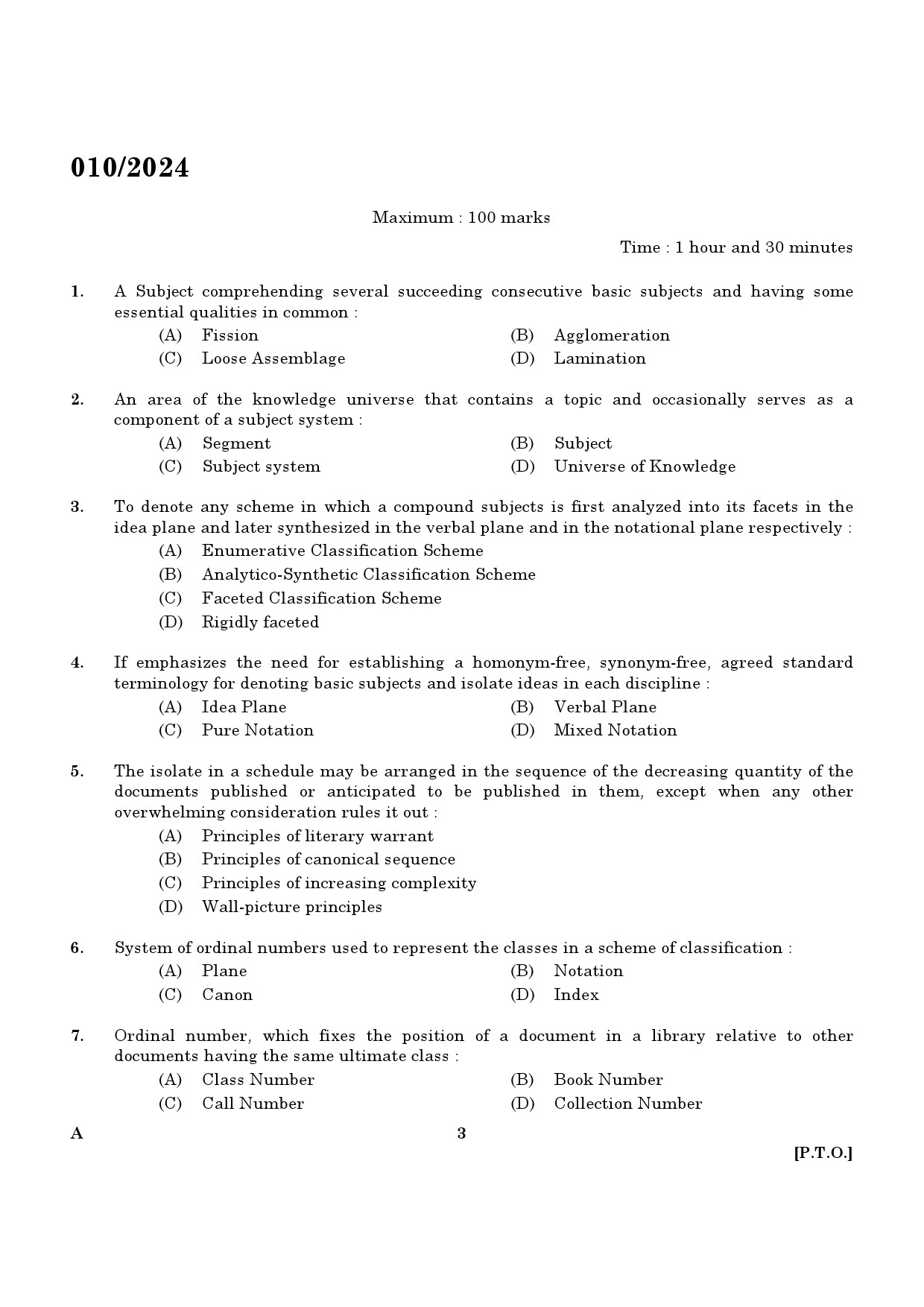 KPSC Librarian Grade III Exam 2024 Code 0102024 1