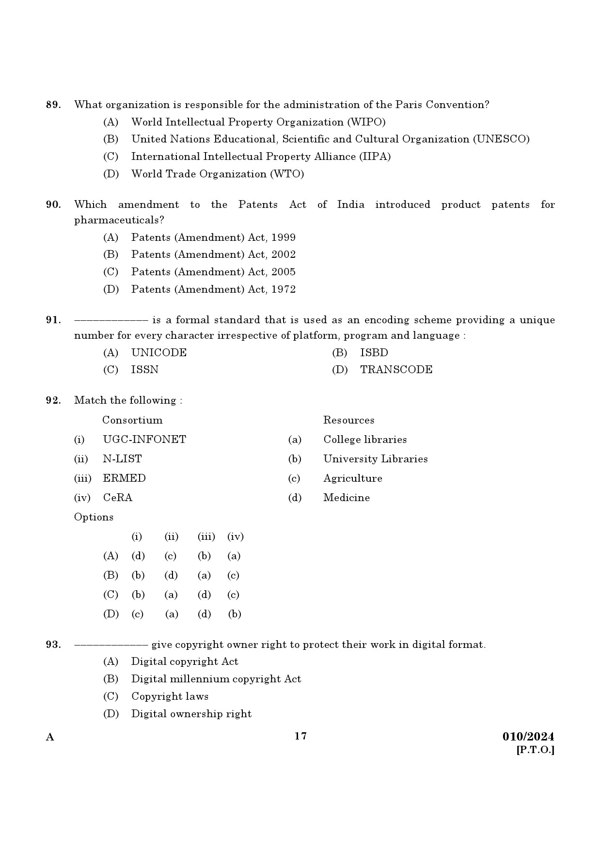 KPSC Librarian Grade III Exam 2024 Code 0102024 15