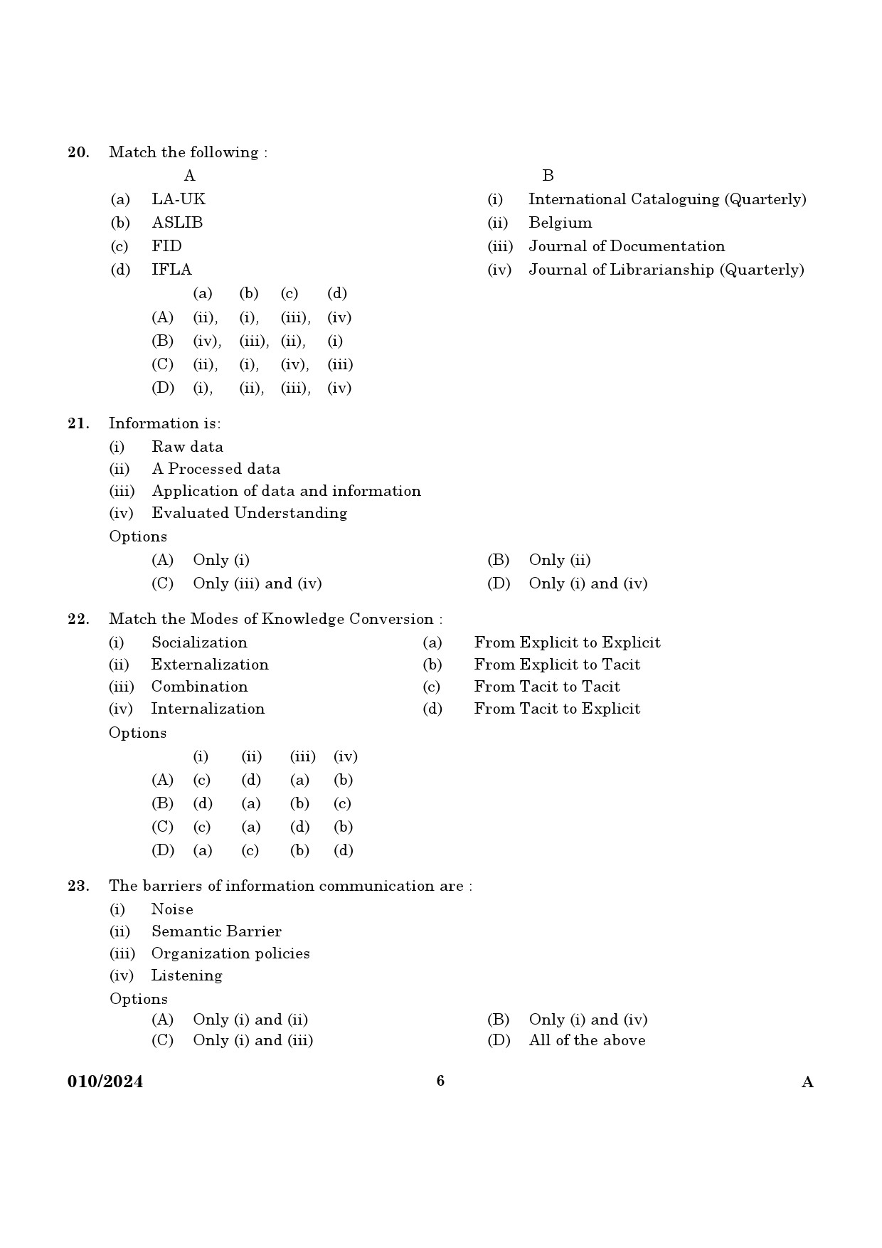 KPSC Librarian Grade III Exam 2024 Code 0102024 4