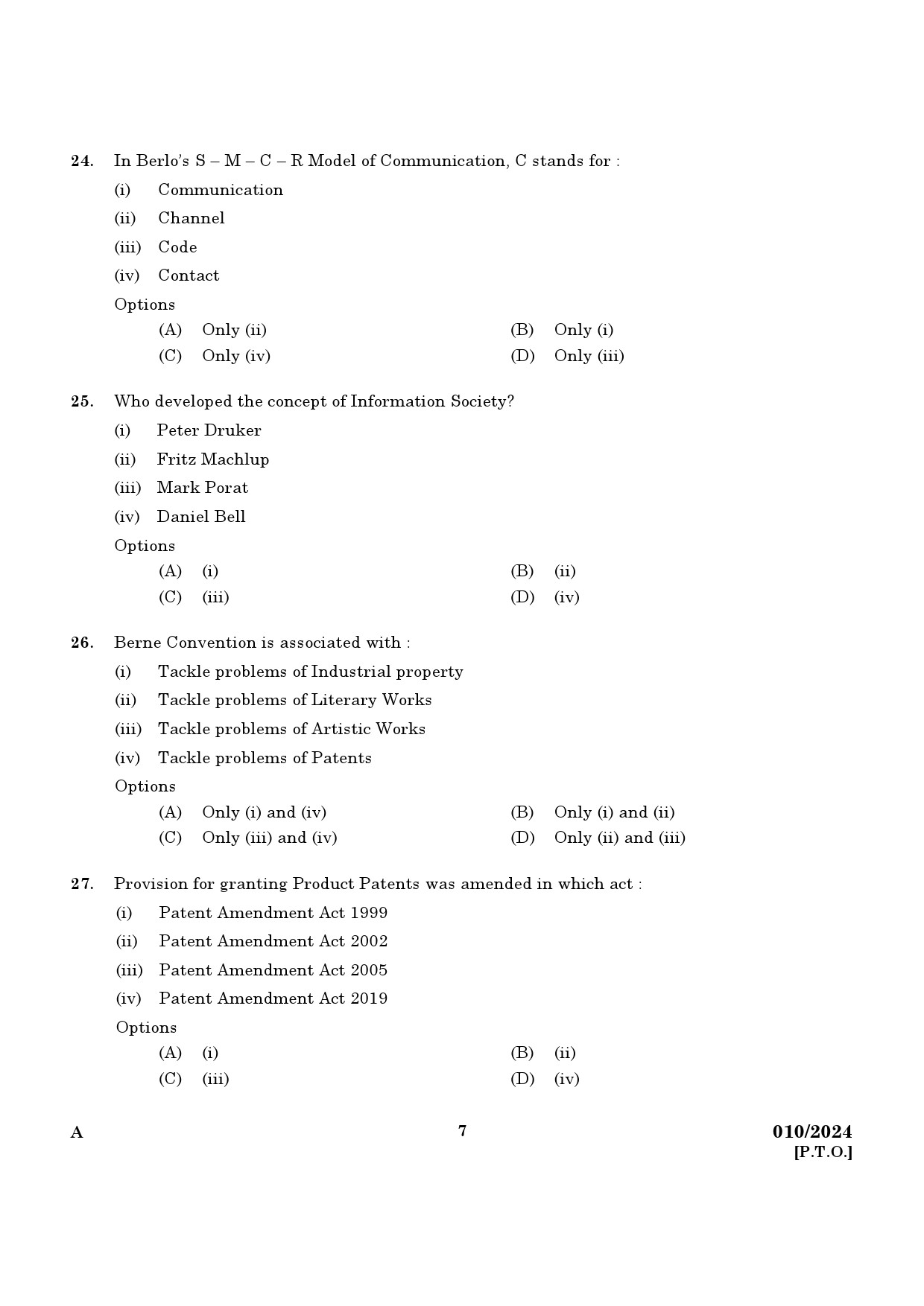 KPSC Librarian Grade III Exam 2024 Code 0102024 5