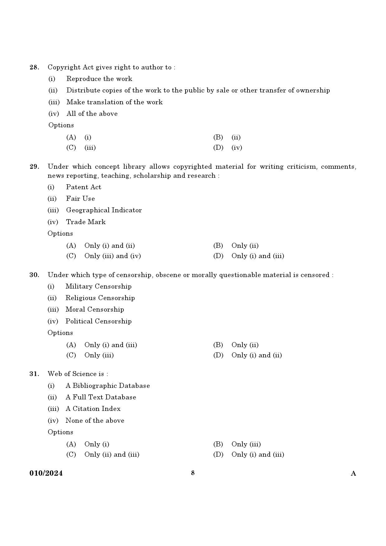 KPSC Librarian Grade III Exam 2024 Code 0102024 6