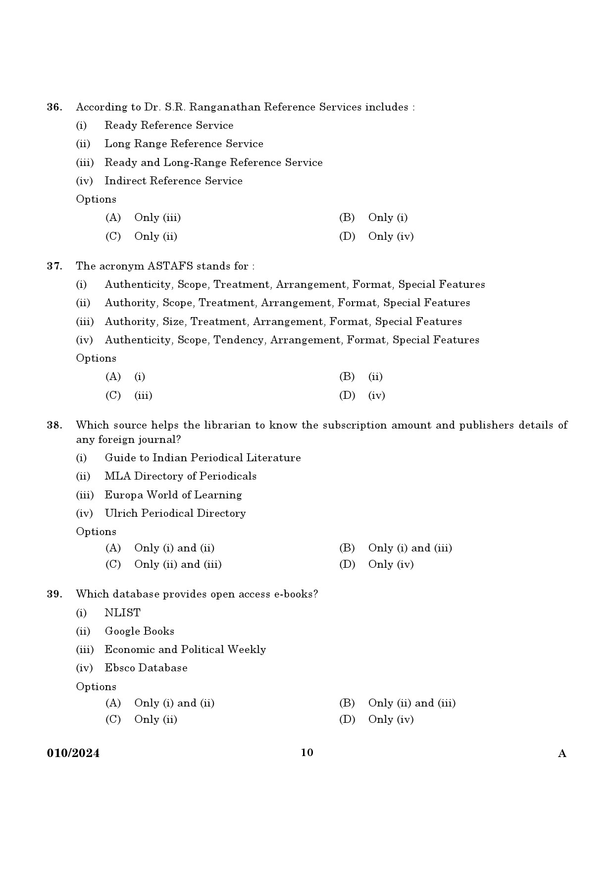 KPSC Librarian Grade III Exam 2024 Code 0102024 8