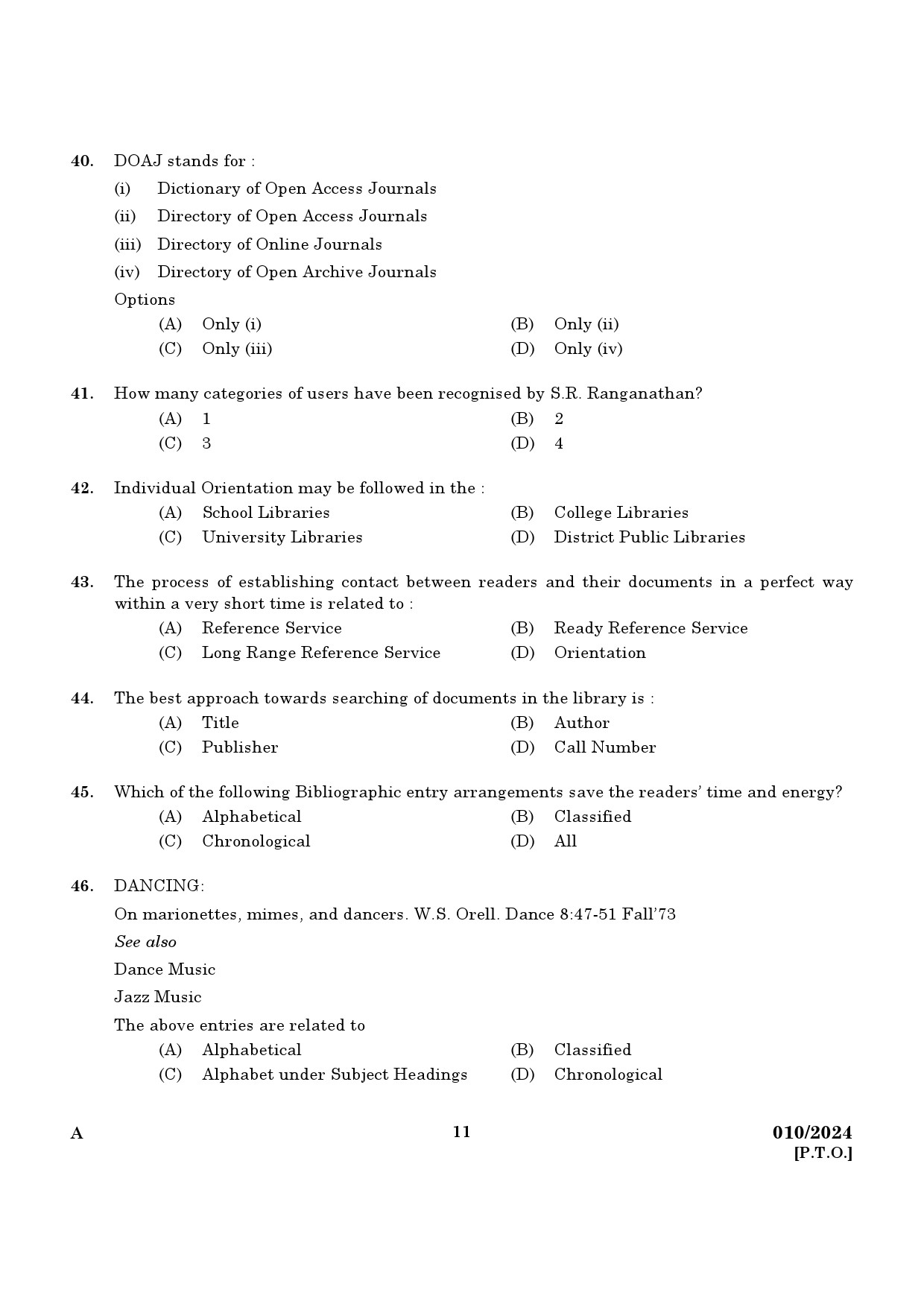 KPSC Librarian Grade III Exam 2024 Code 0102024 9