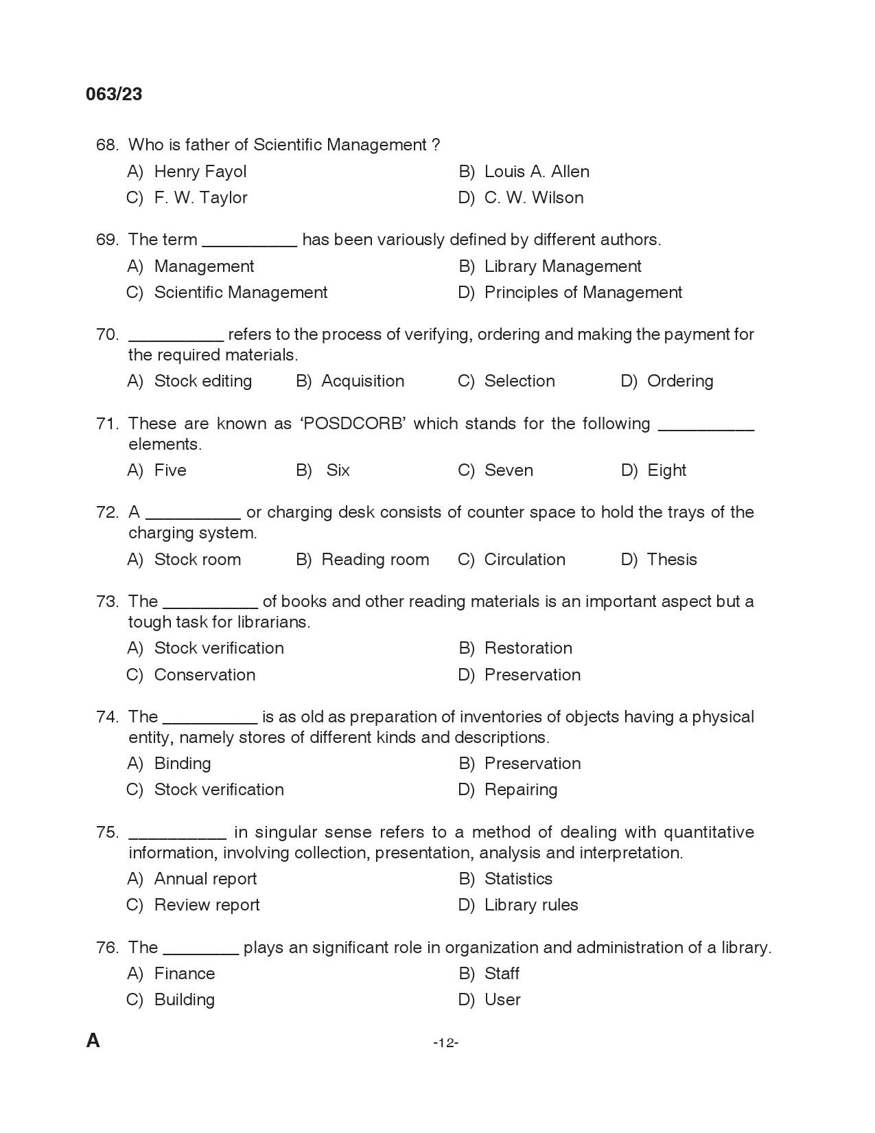 KPSC Librarian Grade IV Exam 2023 Code 0632023 11