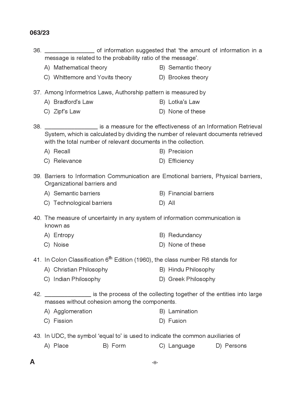 KPSC Librarian Grade IV Exam 2023 Code 0632023 7