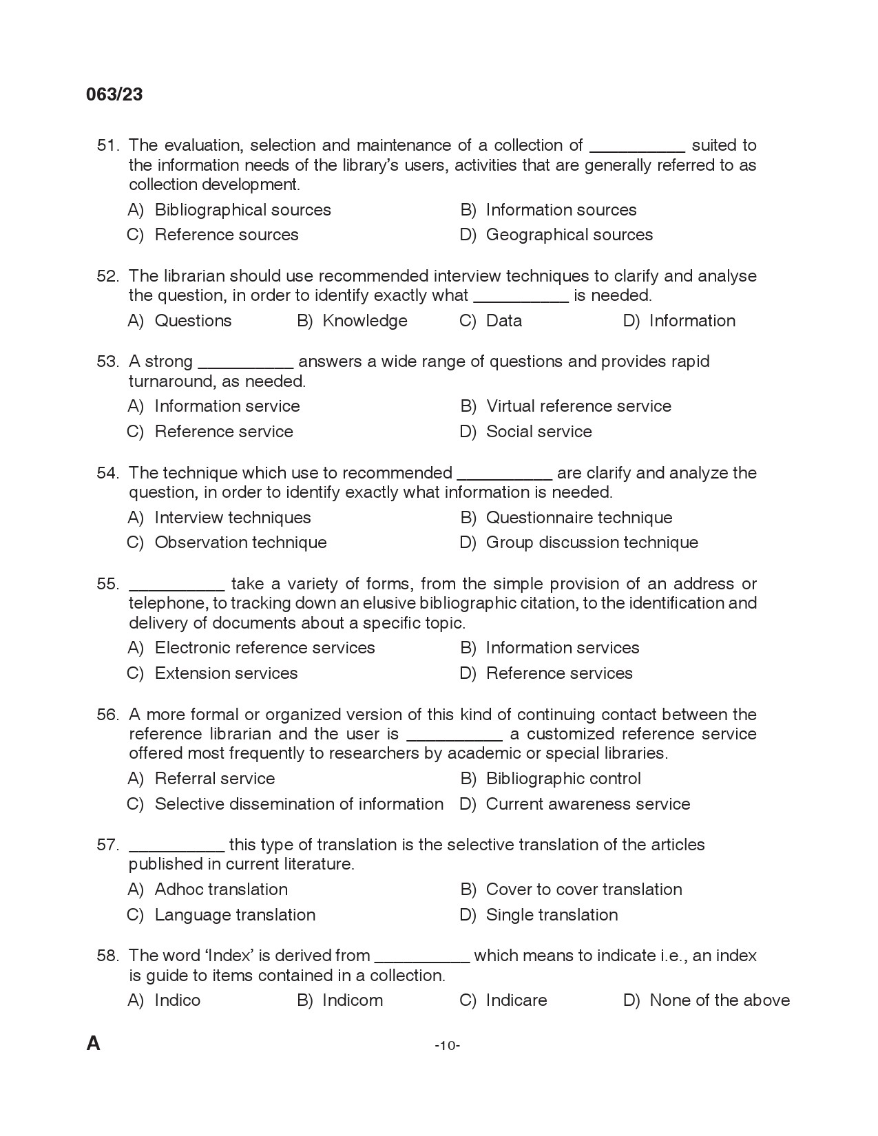 KPSC Librarian Grade IV Exam 2023 Code 0632023 9