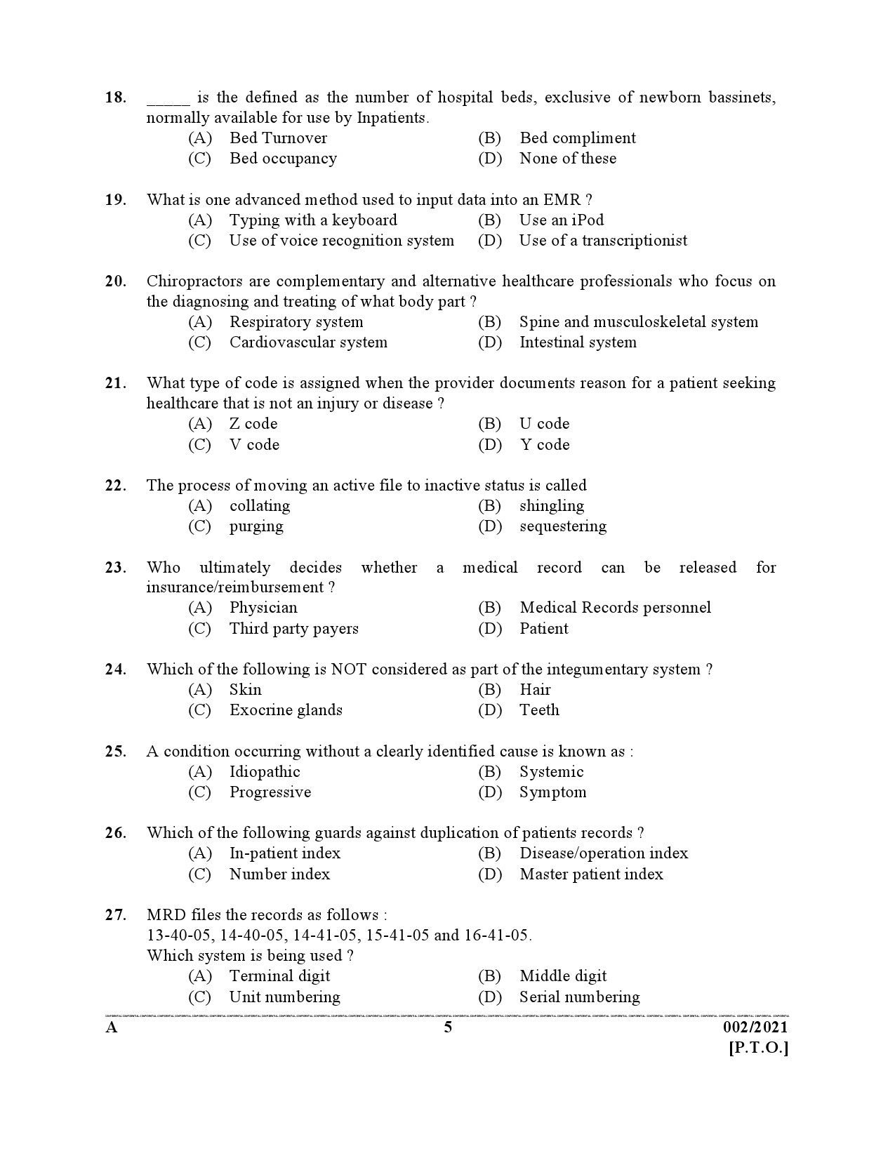 KPSC Medical Records Librarian Grade II Exam 2021 Code 0022021 4